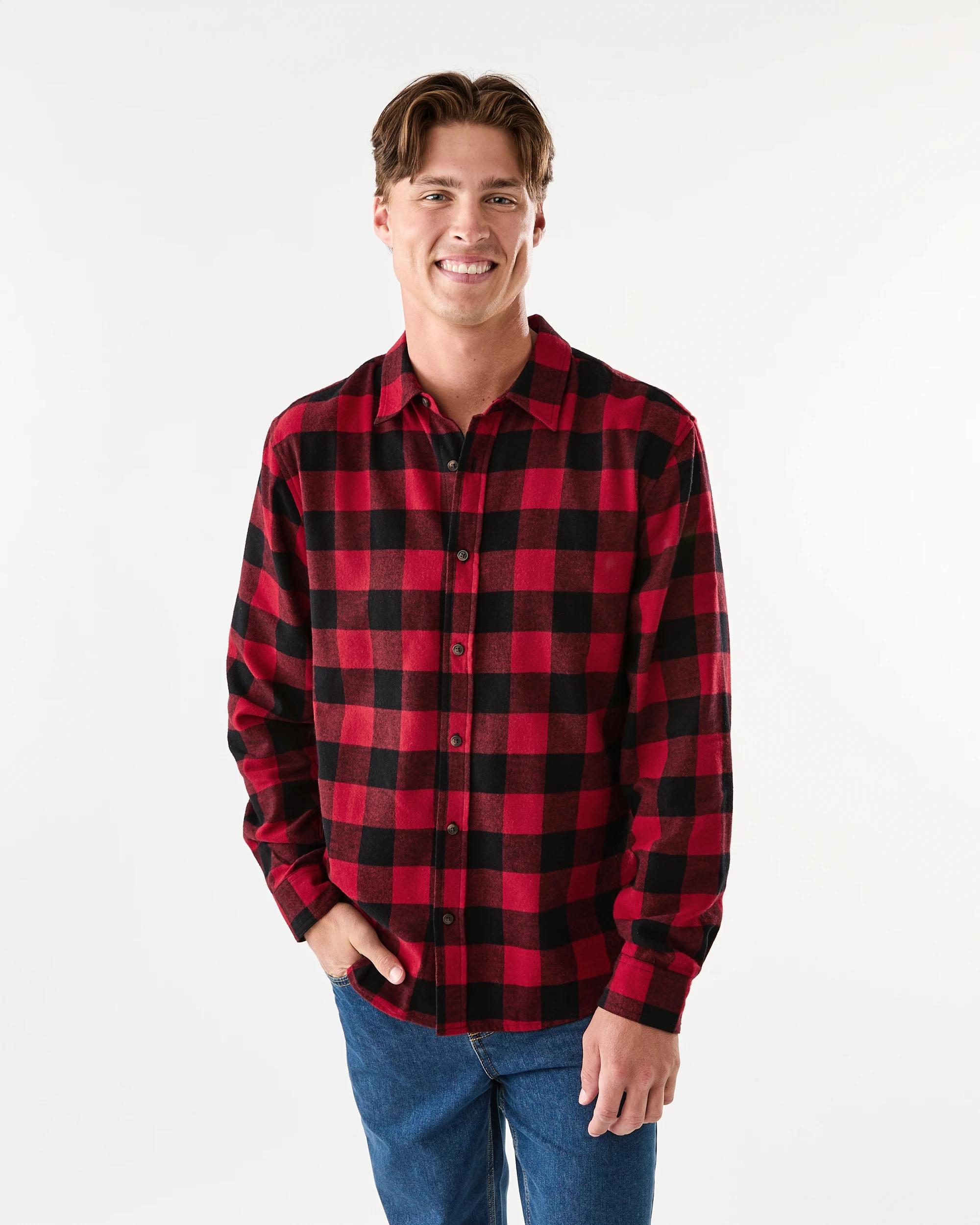 1 Long Sleeve Buffalo Check Shirt Red, 1 of 6