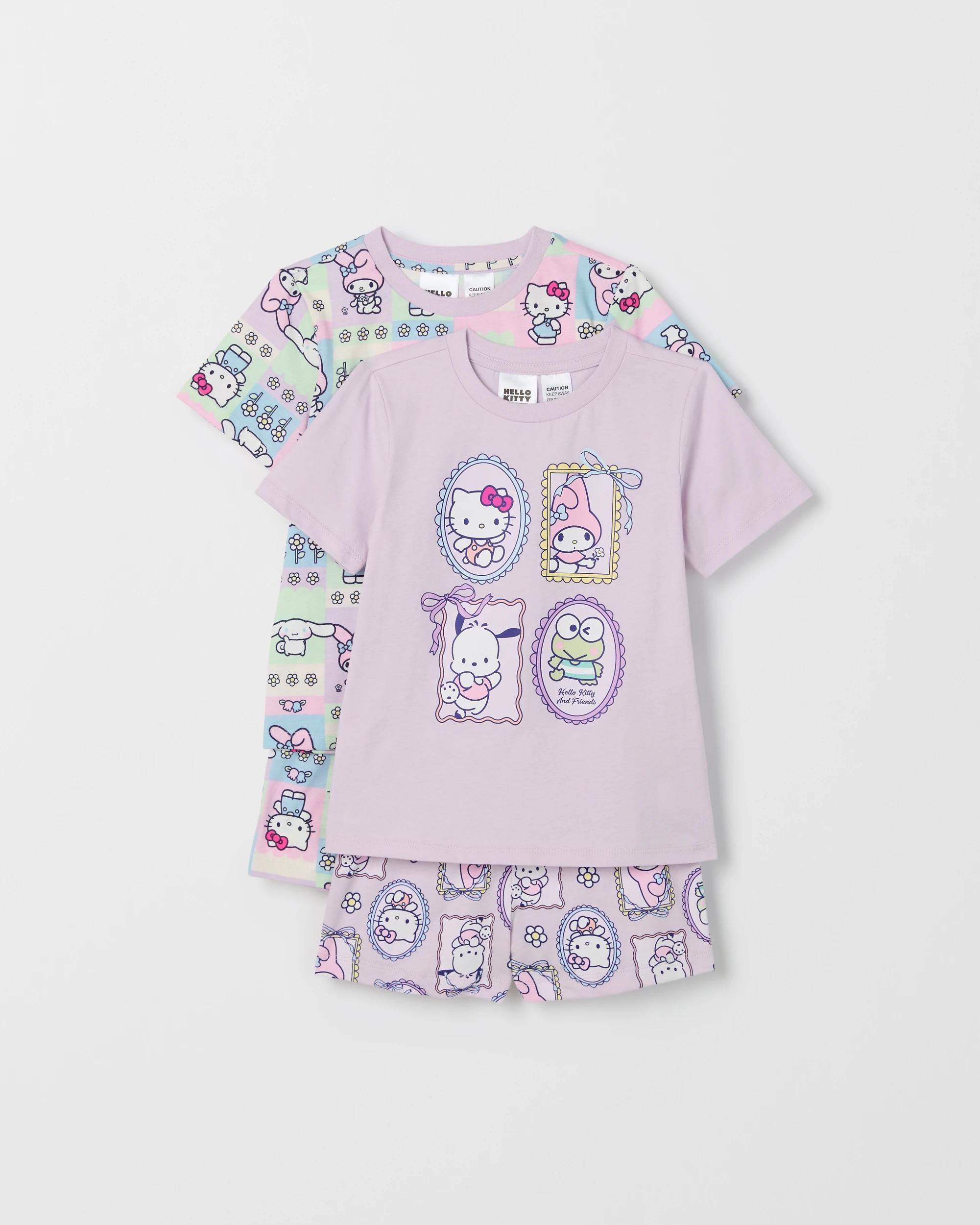 1 Hello Kitty Australian Cotton 2 Pack Younger Girls Pyjama Set HELLO KITTY MULTI, 1 of 7