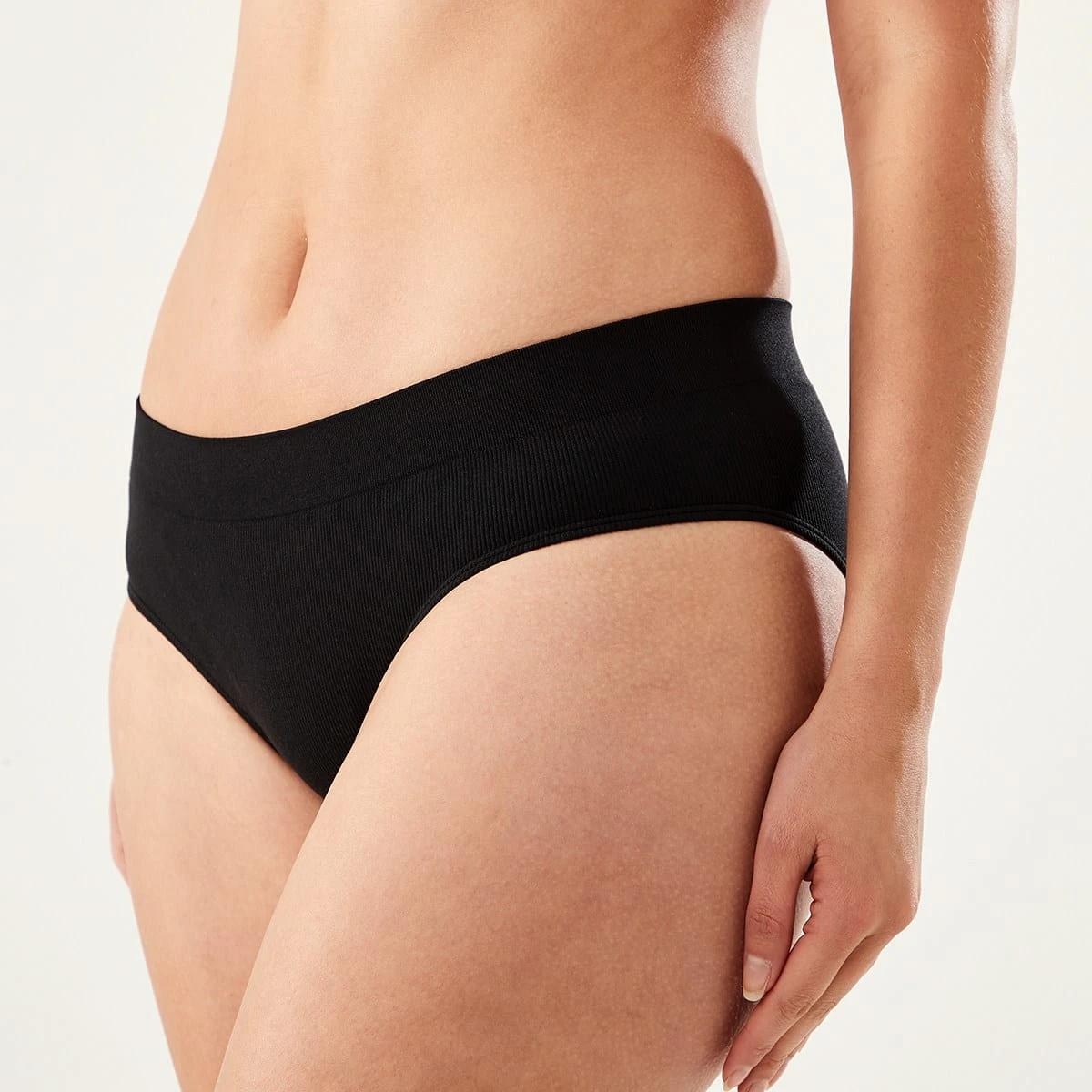 6 3 Pack Ribbed Seamfree Boyleg Briefs BLACK, GREY MARLE, BLACK, 6 of 9