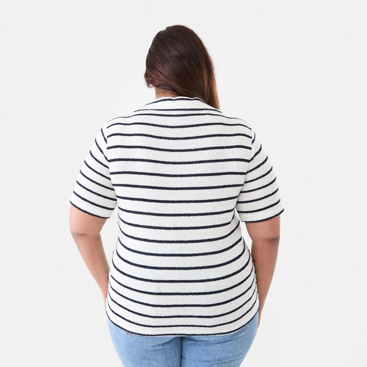 3 Curve Short Sleeve Textured Knit Polo Top Yan Srt W, 3 of 5