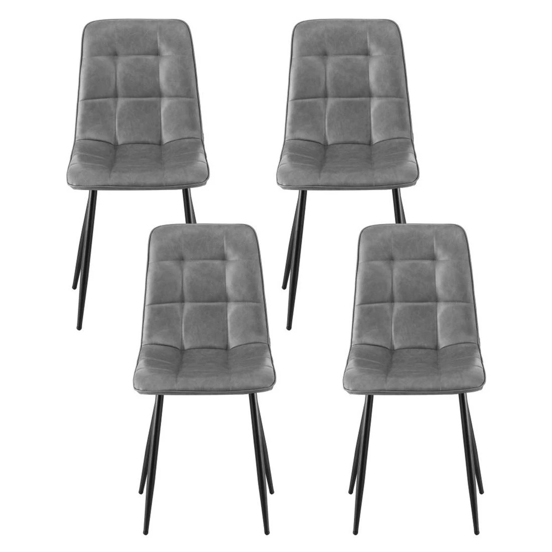 3 Artiss 4x Dining Chairs Retro PU Leather Kitchen Lounge Cafe Accent Chair - Grey, 3 of 6