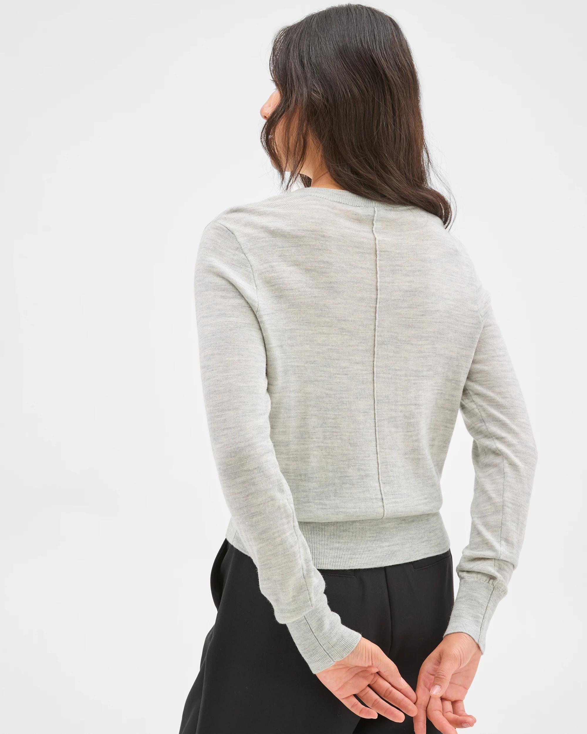 5 Preview Merino Crew Neck Stitch Detail Knit Jumper GREY, 5 of 6