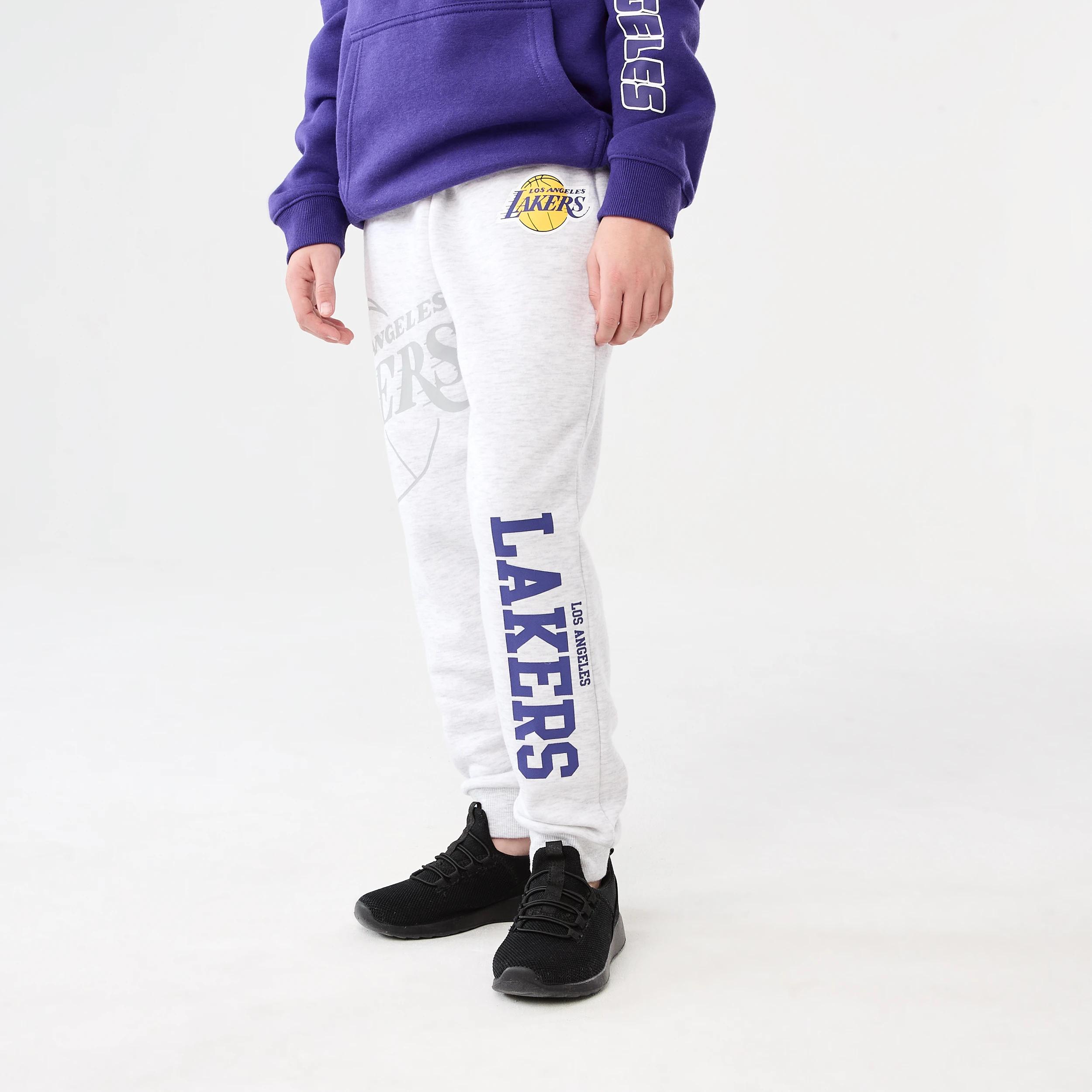 2 Official NBA Youth Trackpants WHITE MARLE LAKERS TRACK PANT, 2 of 9