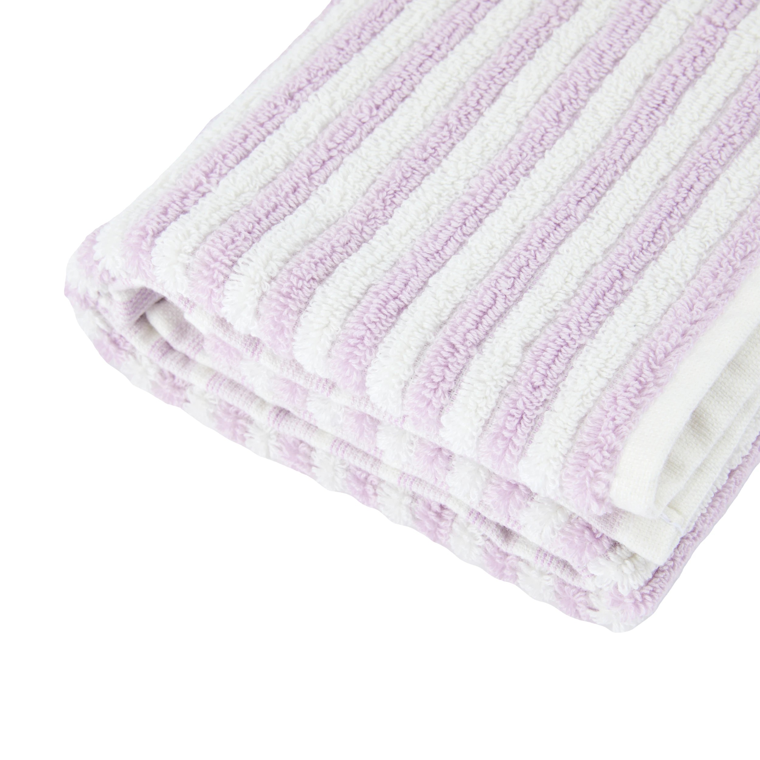 4 Cotton Reversible Stripe Hand Towel - Lilac, 4 of 6