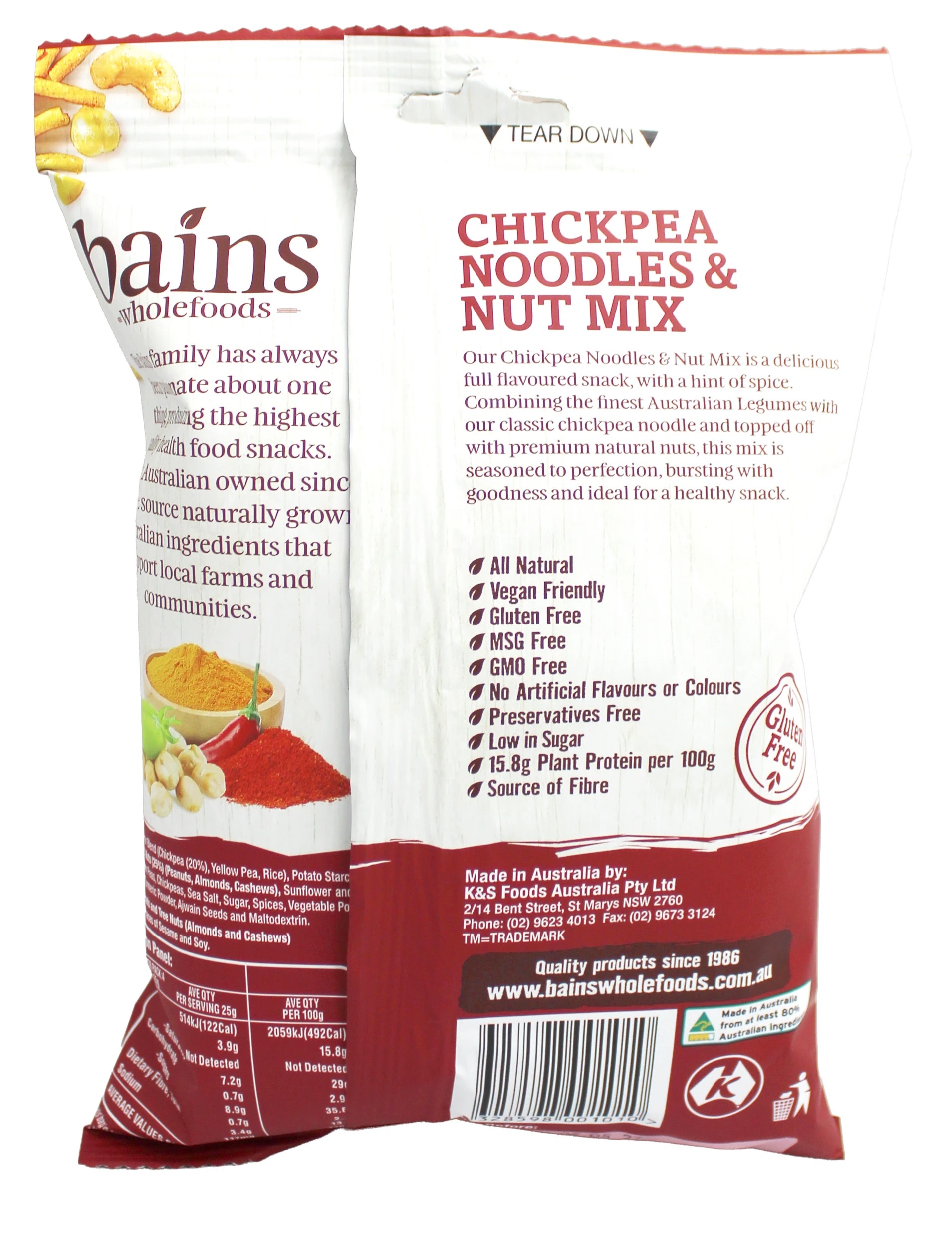 2 Bains Wholefoods Chickpea Noodles & Nut Mix 100g, 2 of 2