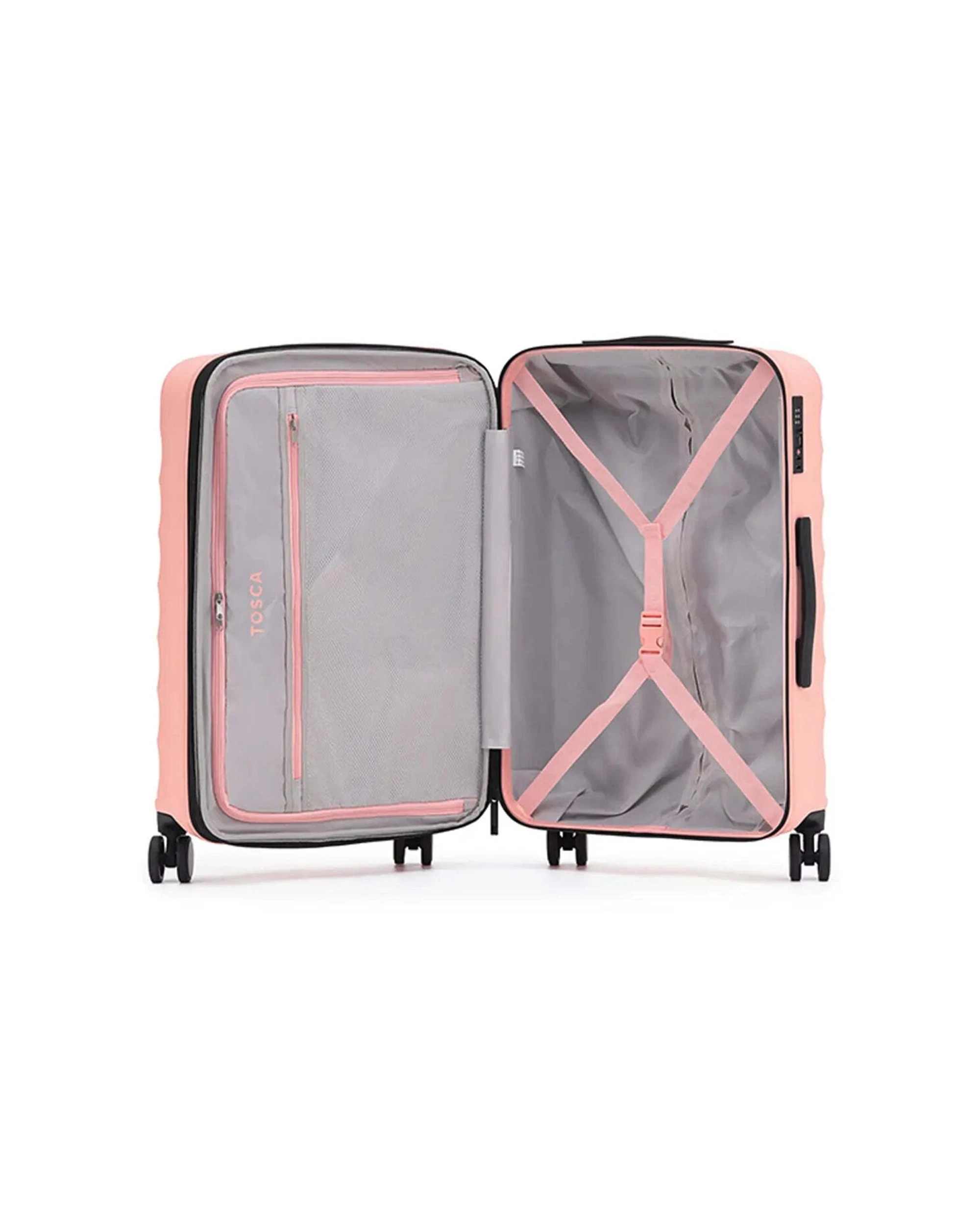 2 Tosca Interstellar 2.0 4-Wheel Expandable Suitcase Set of 3 Small Medium Large Peach - Pink, 2 of 8
