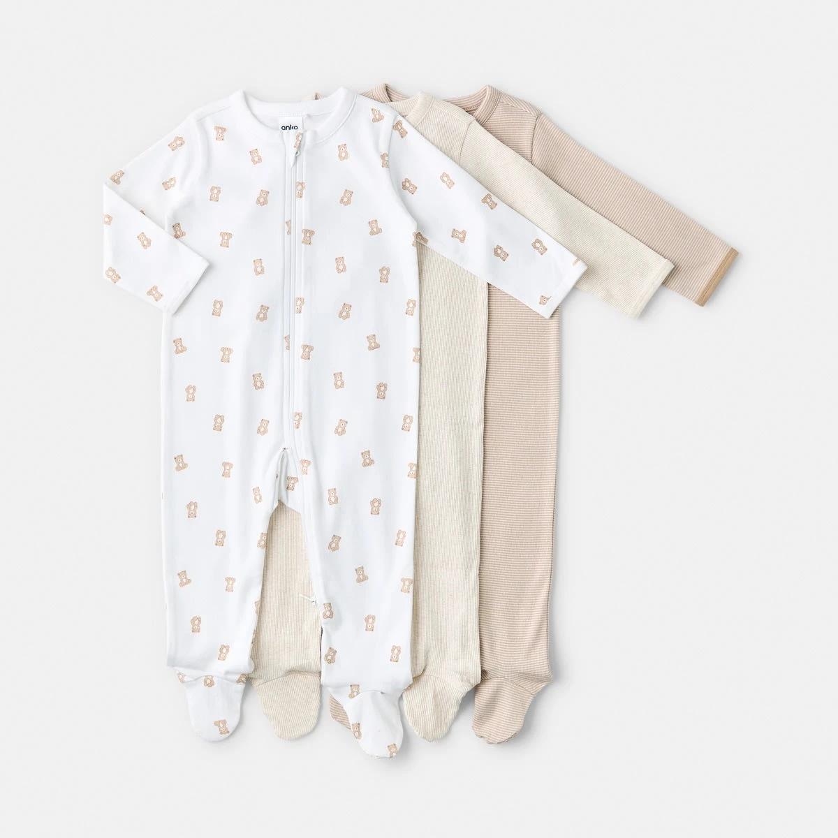 1 3 Pack Coveralls BEIGE BEARS, 1 of 8