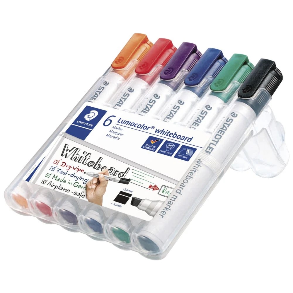 3 Staedtler Lumocolor Whiteboard Markers Chisel Assorted 6 Pack, 3 of 9