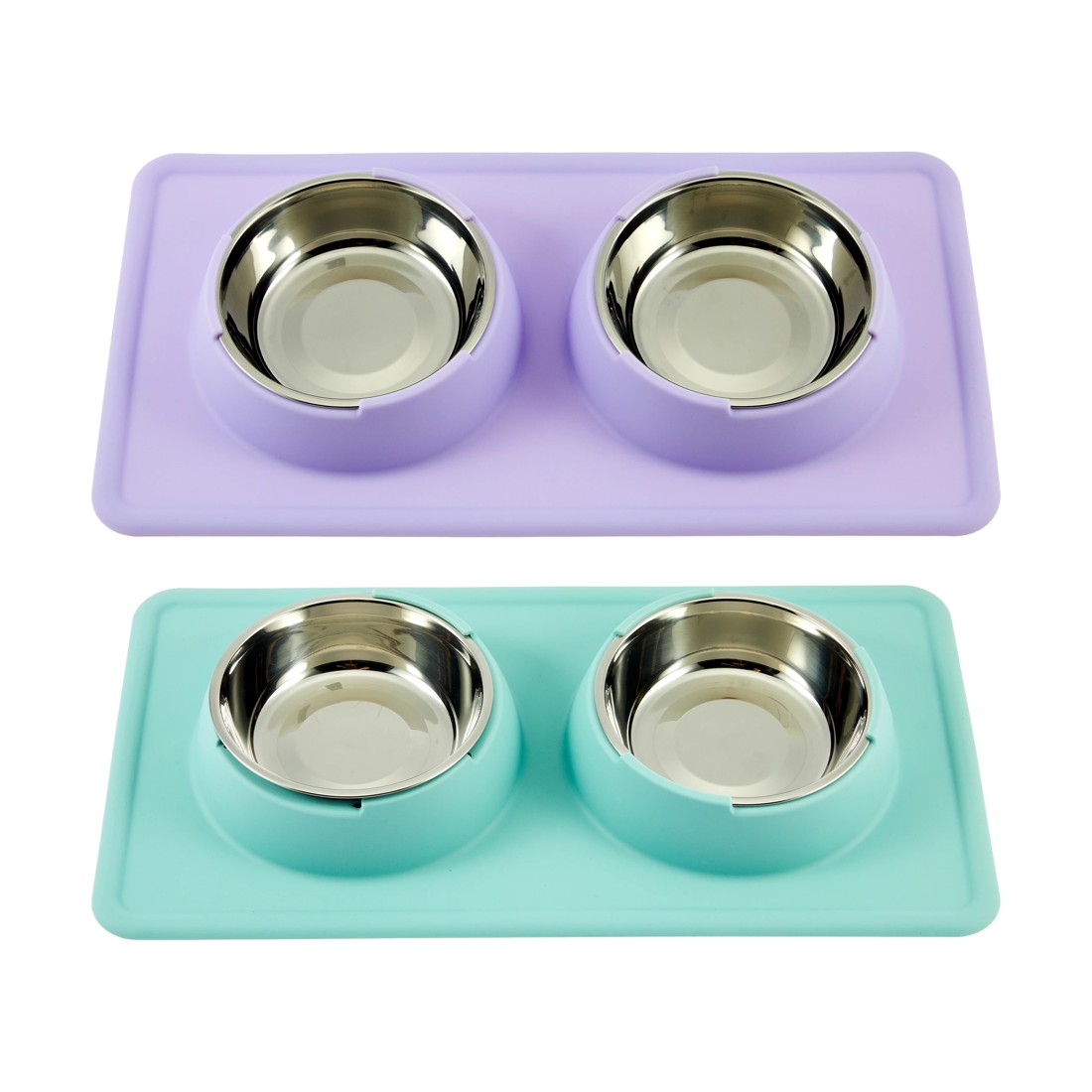 2 Pet Silicone Double Bowl - Assorted, 2 of 4