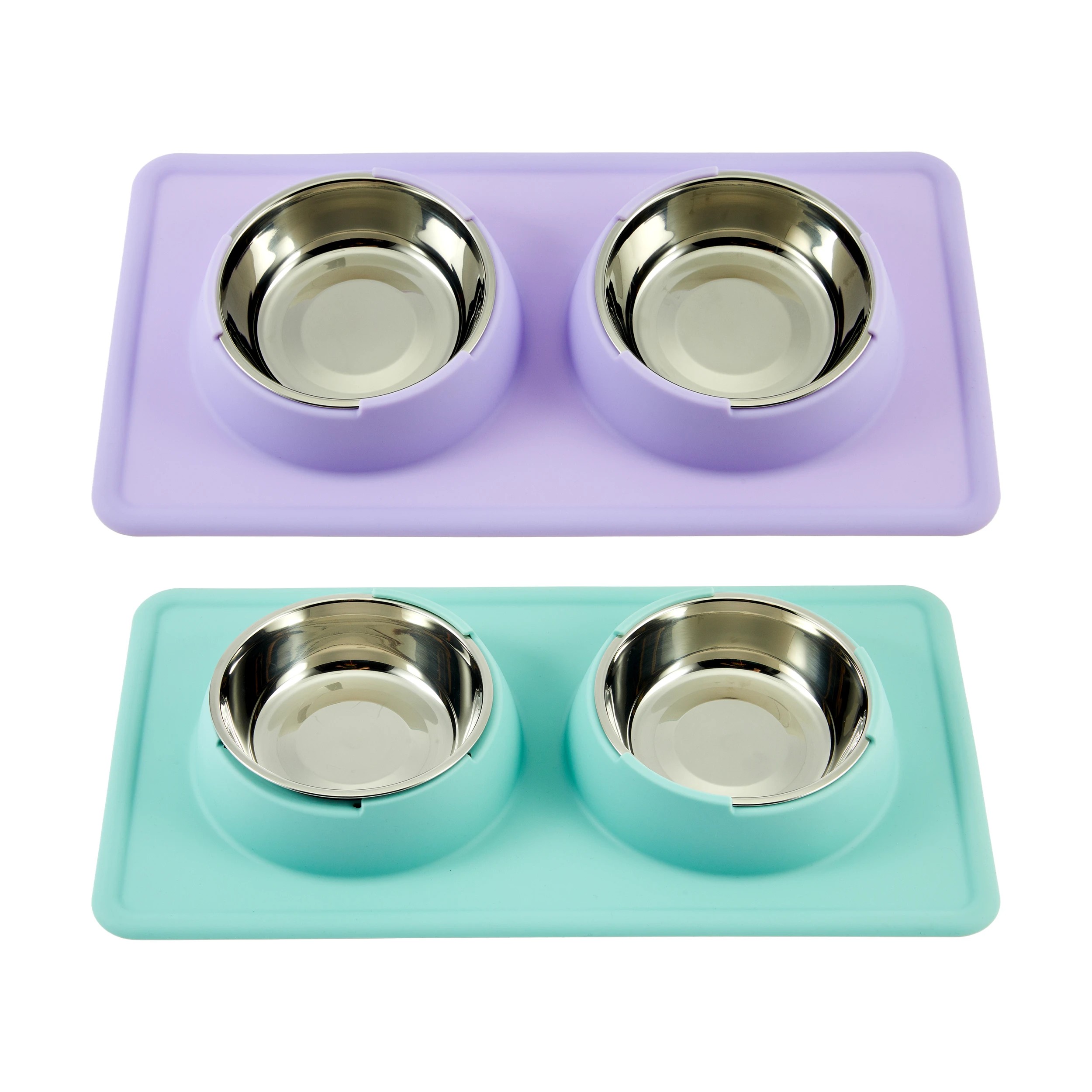 2 Pet Silicone Double Bowl - Assorted, 2 of 4