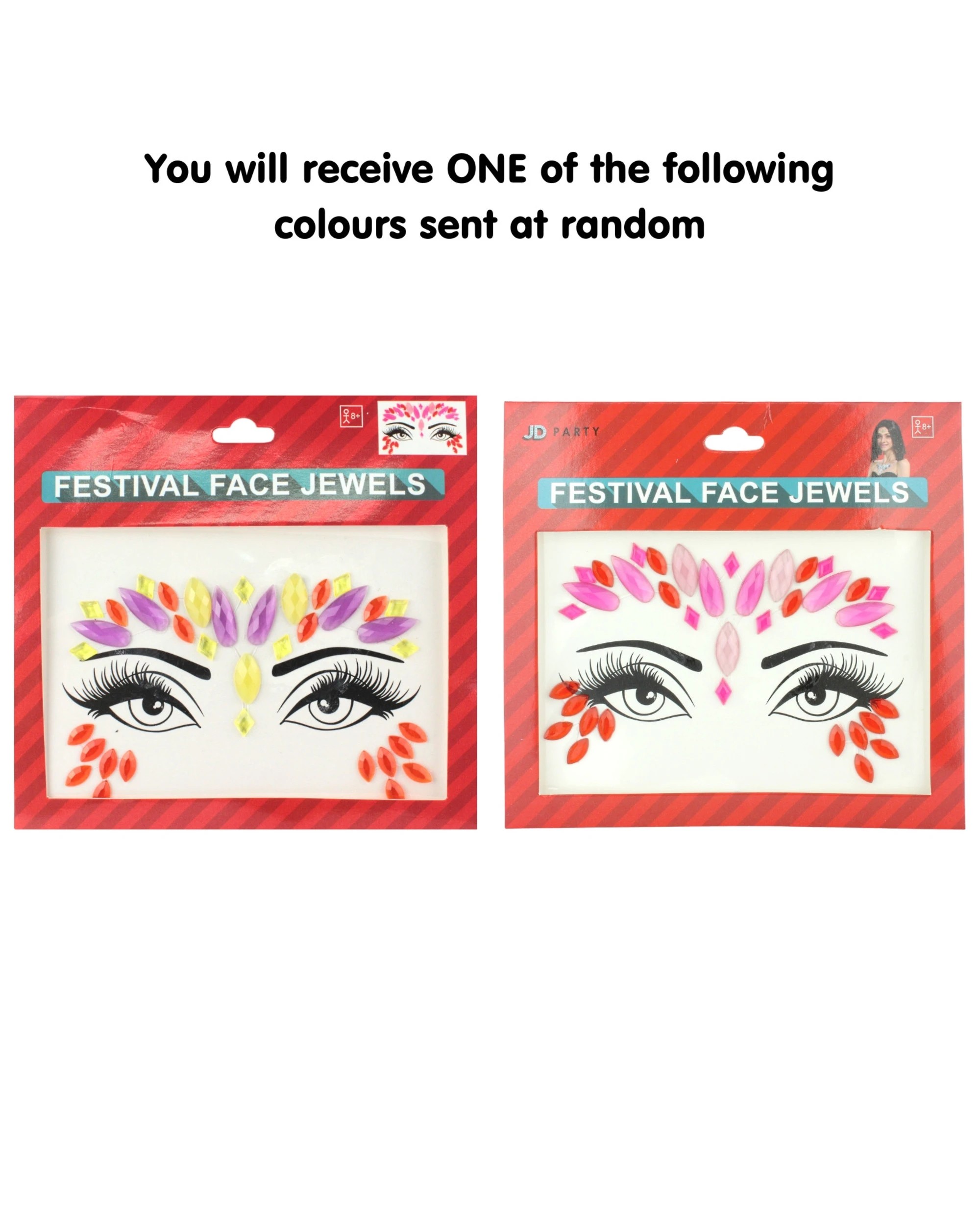 2 JD Party Festival Face Jewels - One Size - Assorted, 2 of 2