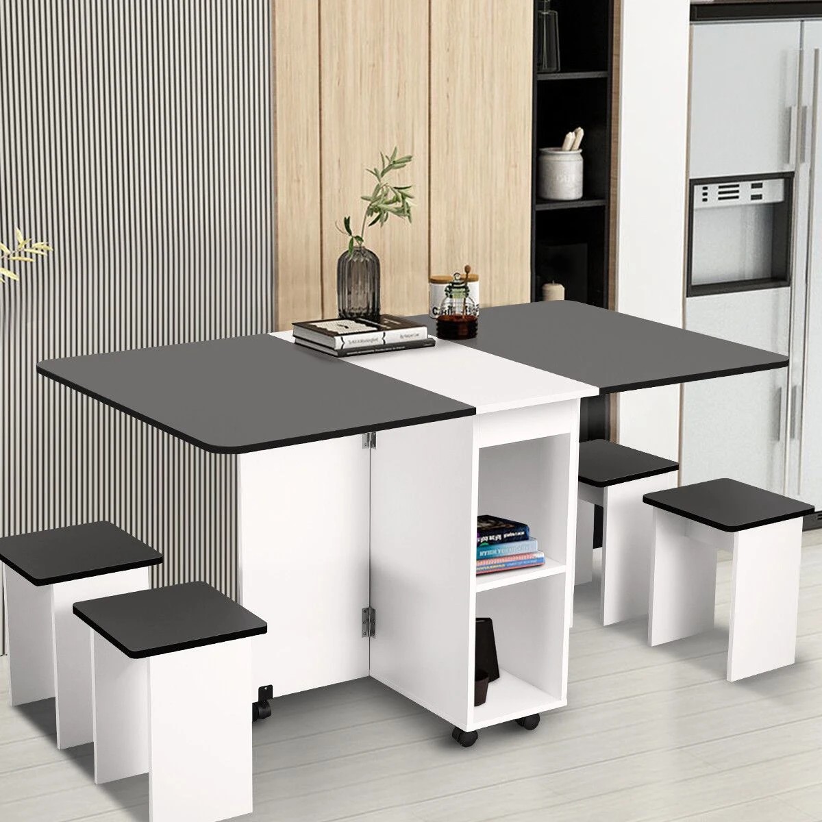 3 Ausway Modern Folding Dining Table Set and Chairs, 3 of 9