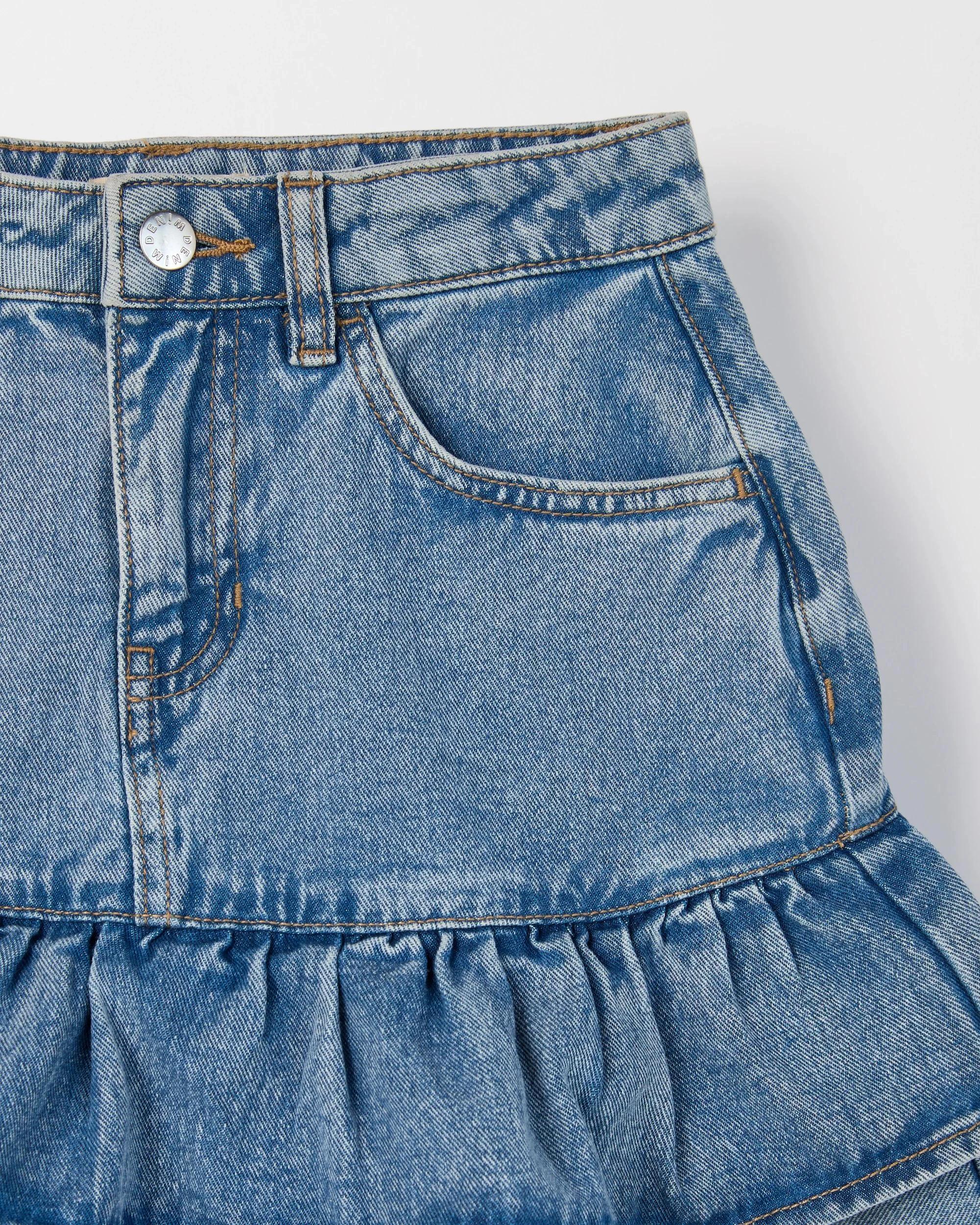 7 Target Kids Denim Frill Hem Skirt MID BLUE, 7 of 7