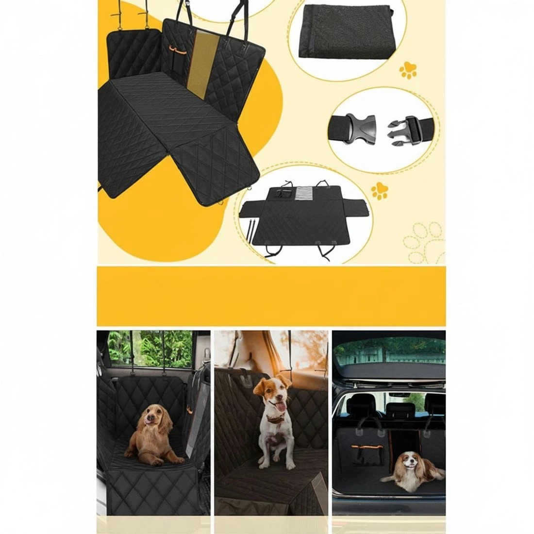 4 i.Pet Pet Car Seat Cover Dog Back Waterproof Protector Hammock Non Slip Rear Mat - Black, 4 of 4