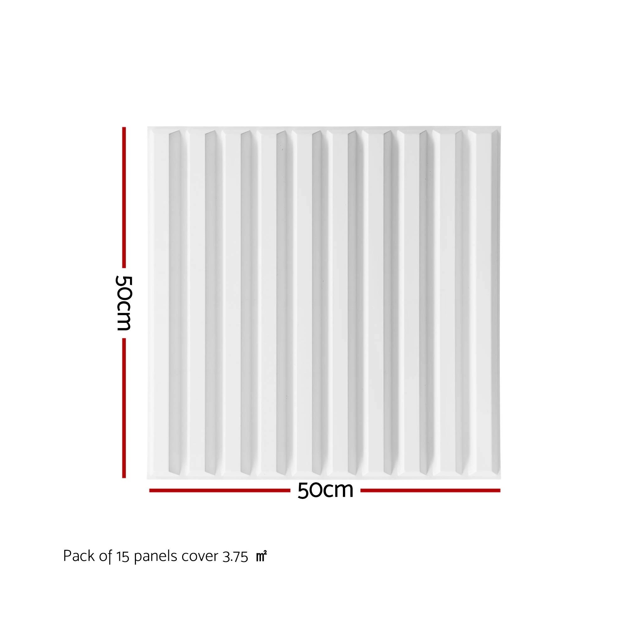 2 Artiss 3D Wall Panels Vertical 15PCS PVC Decorative Panels 50x50cm Feature Wall - White, 2 of 8