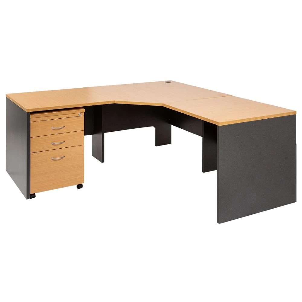 3 Velocity Workstation 1800 x 750mm Golden Beech and Ironstone Desks, Tables and Workstations, 3 of 5
