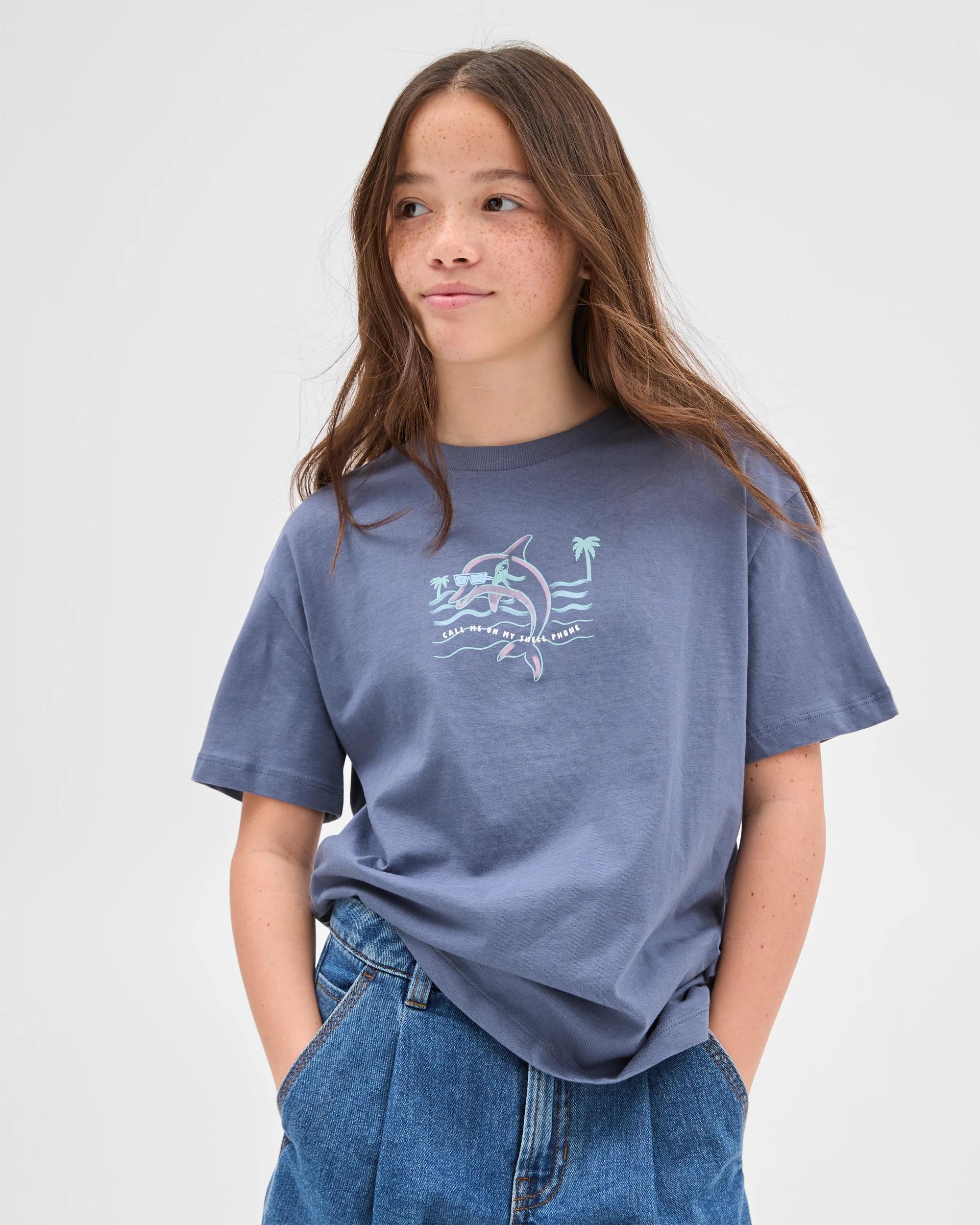 1 Target Australian Cotton Longline Print T-shirt NAVY SHELL PHONE, 1 of 7