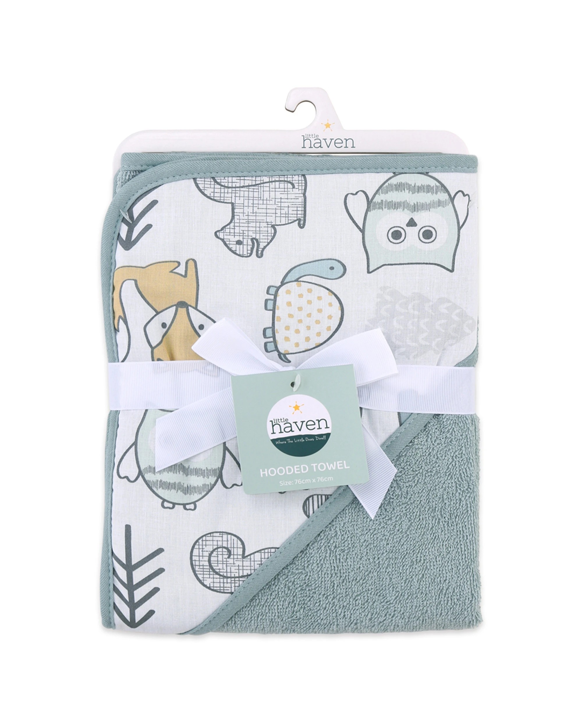 3 Little Haven Cotton Hooded Woodland Soft Baby Towel Terry Bath Time Unisex - Multi, 3 of 3