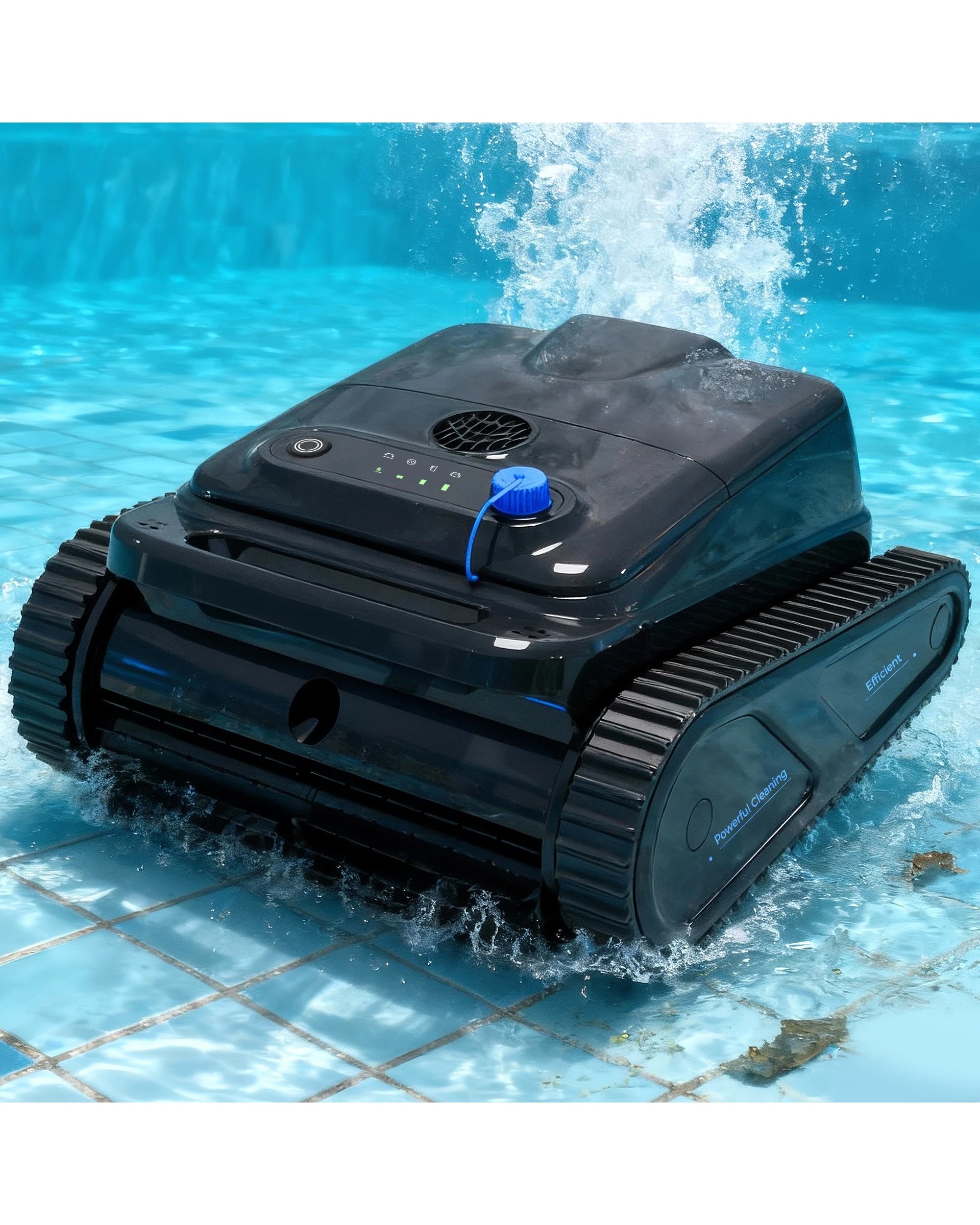 2 Advwin Robotic Pool Vacuum with Wall & Waterline Climbing - Black, 2 of 8