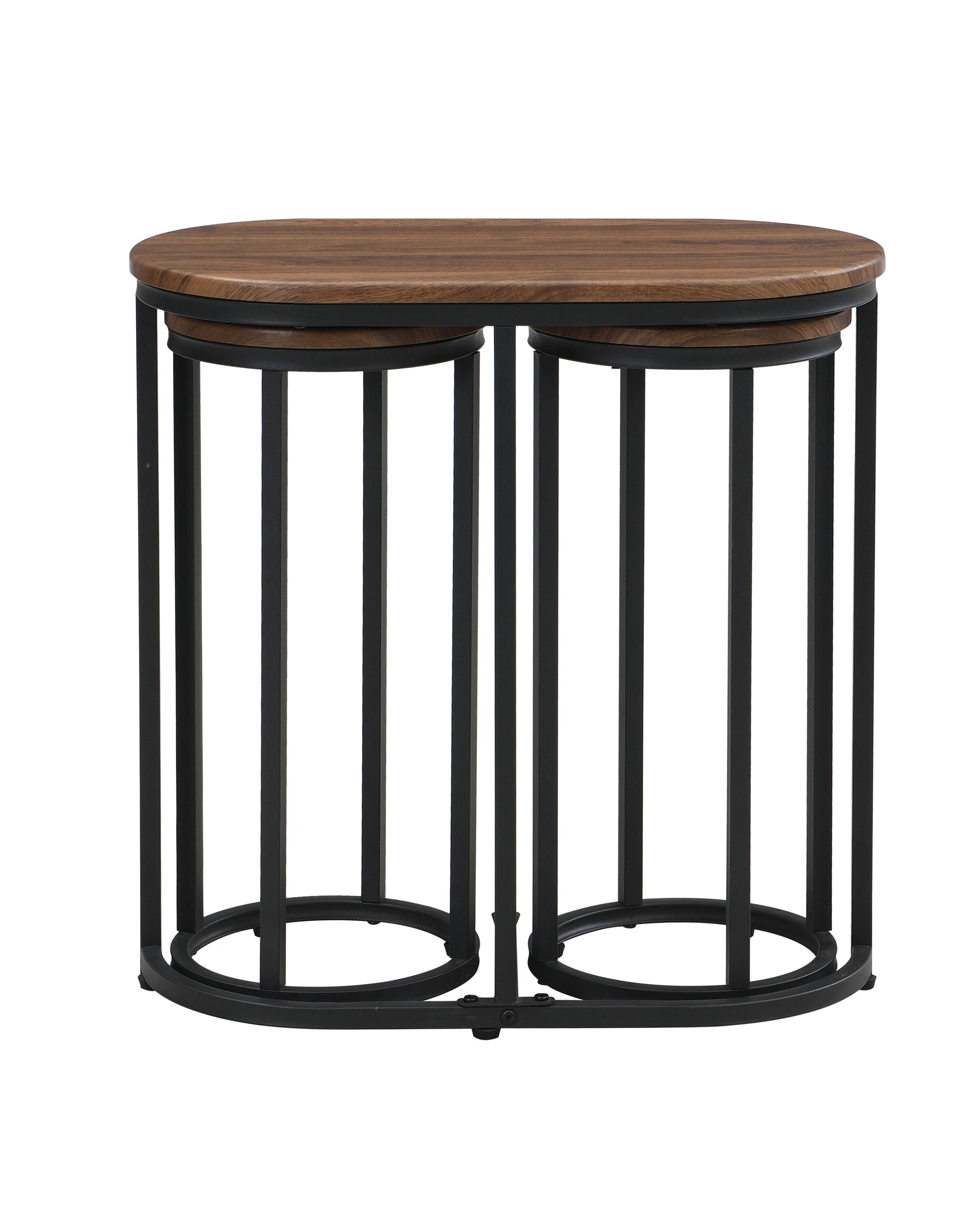 5 IHOMDEC 3 Pieces Oval Coffee Table Set with 2 Round Chairs Walnut - Brown, 5 of 9