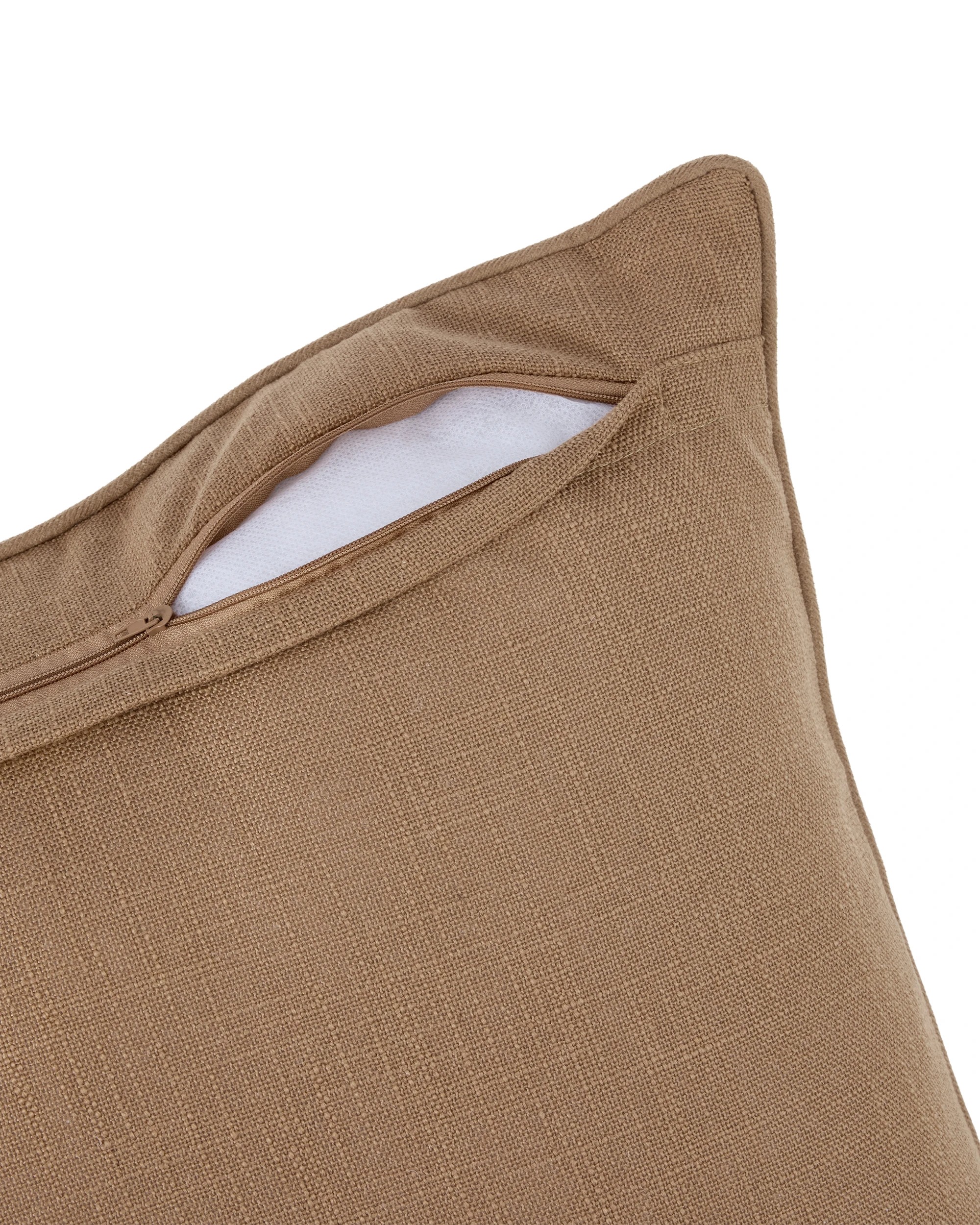 4 60cm Boucle Piped Cushion - Brown, 4 of 4