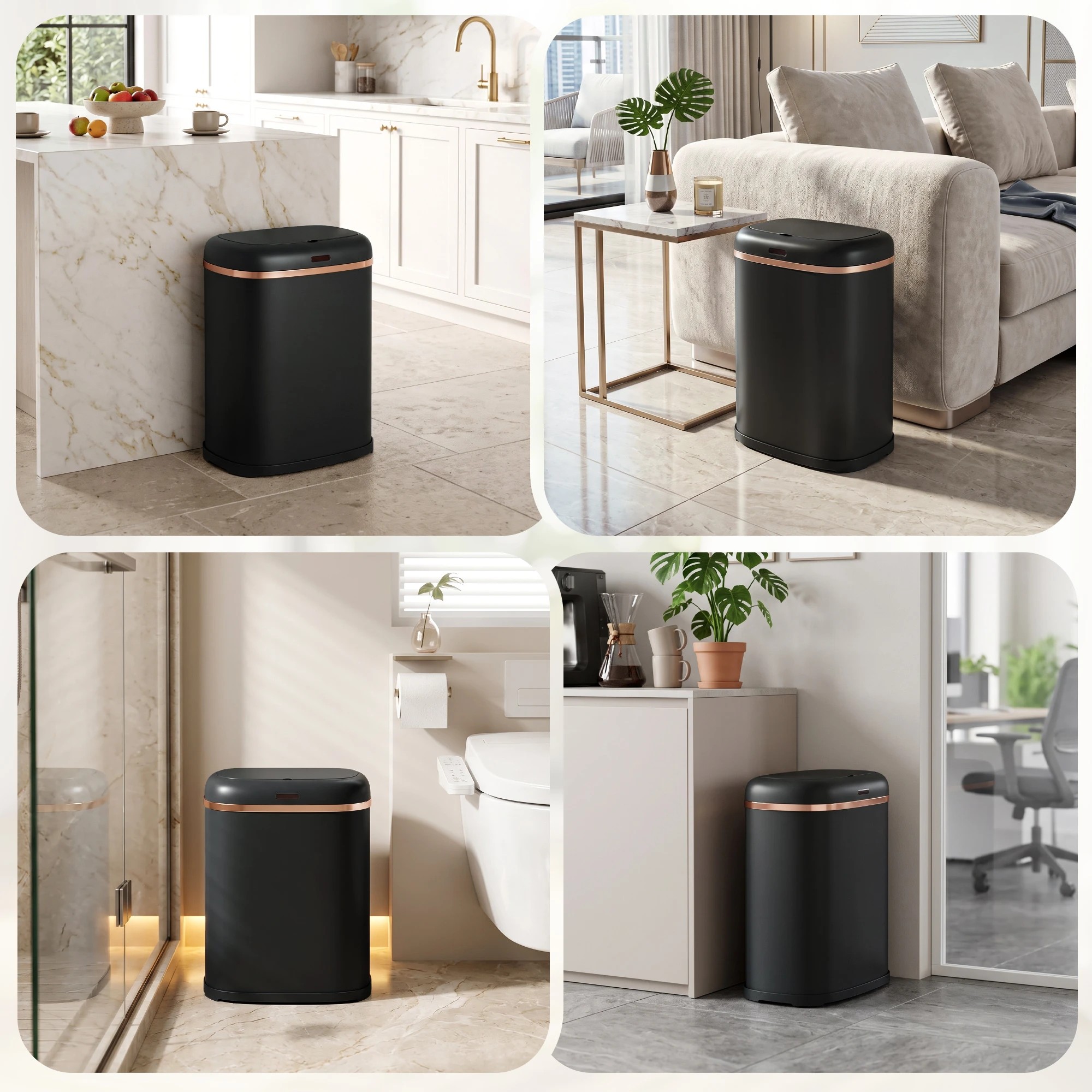 3 Devanti 38L Motion Sensor Bin Rubbish Automatic - Black, 3 of 6