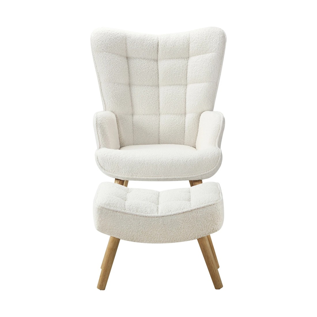 7 Oikiture 2x Armchair Lounge Chair Ottoman Accent Armchairs Sherpa Sofa - White, 7 of 10