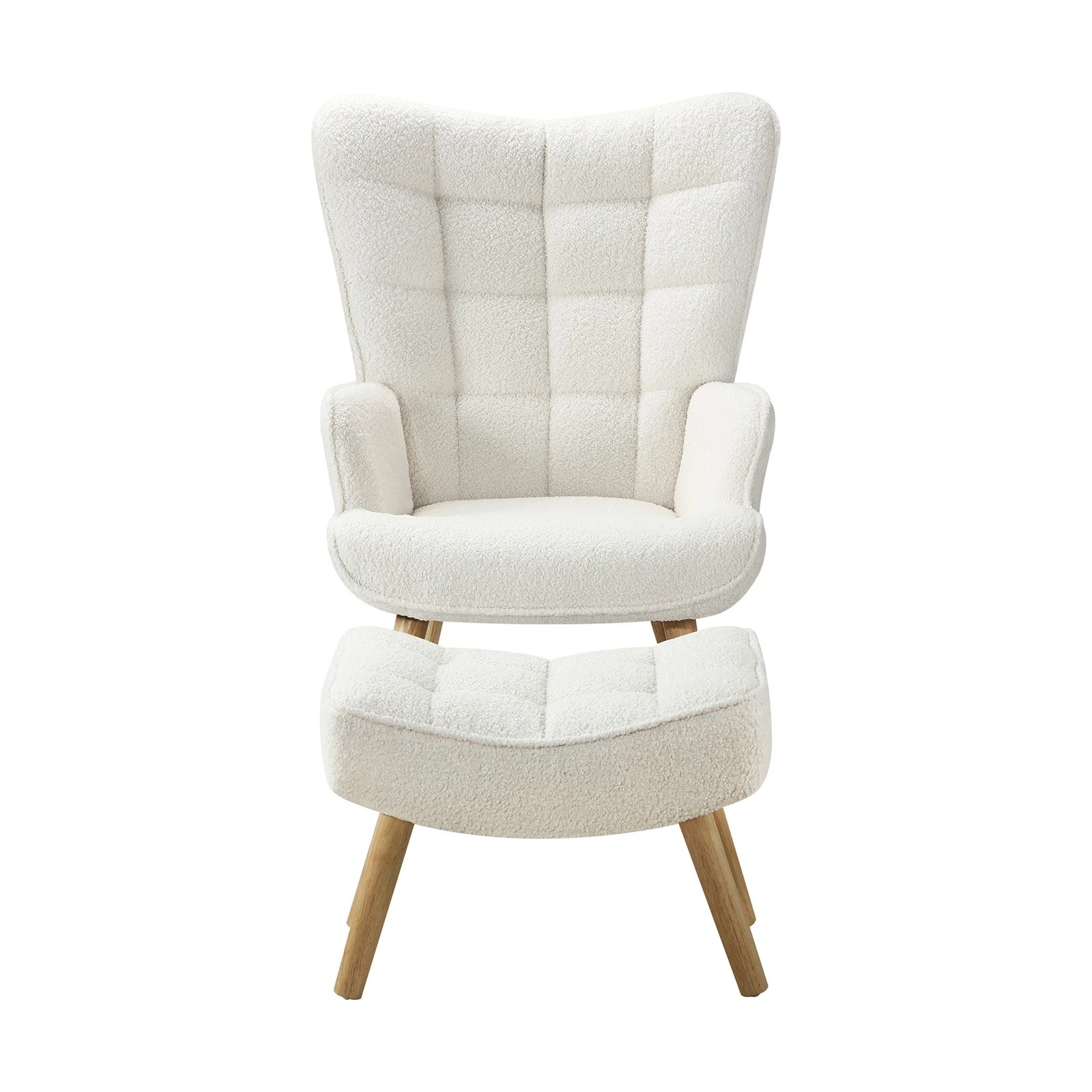 7 Oikiture 2x Armchair Lounge Chair Ottoman Accent Armchairs Sherpa Sofa - White, 7 of 10