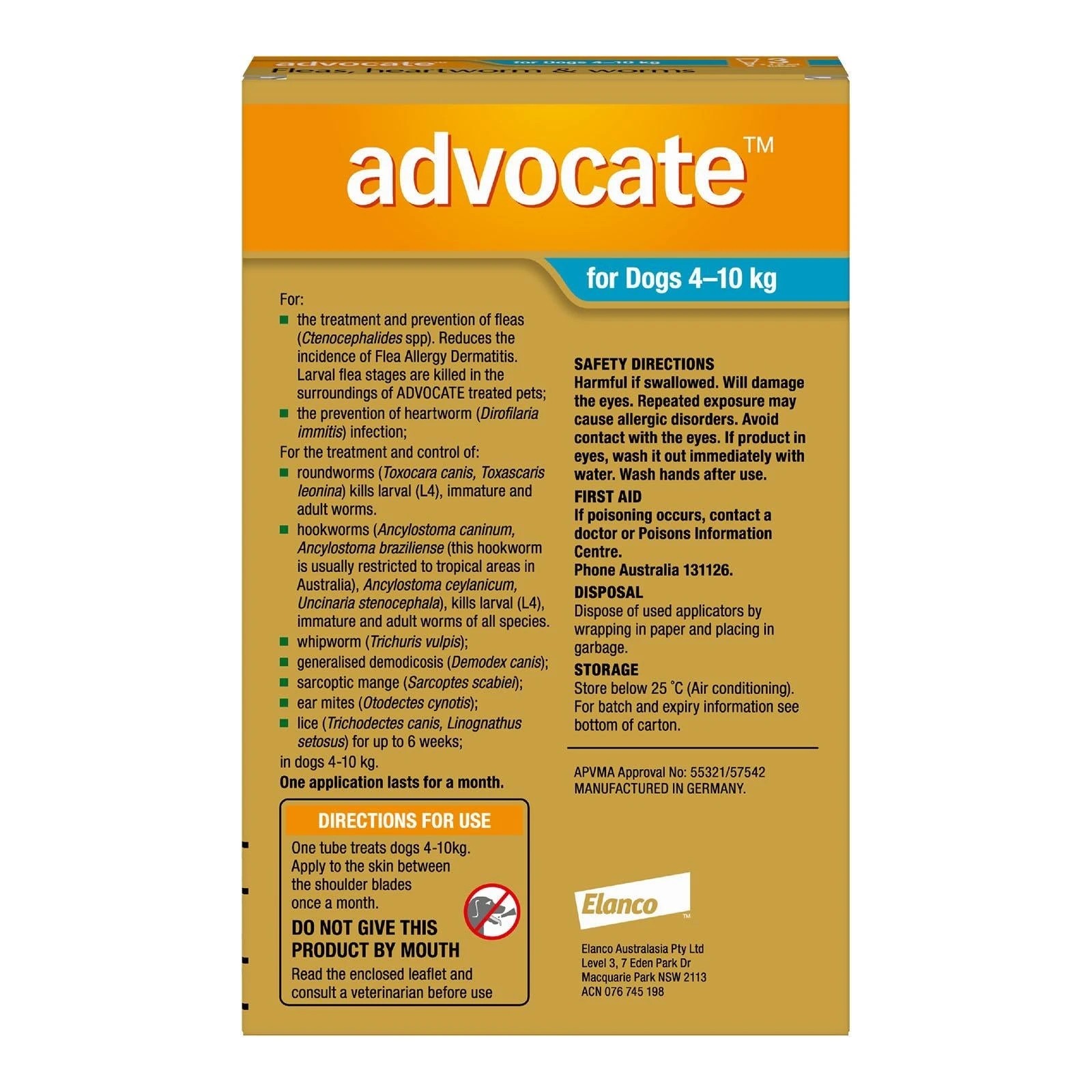 2 Advocate Medium Dog 4-10kg Teal Spot On Flea Wormer Treatment 1 Pack, 2 of 2