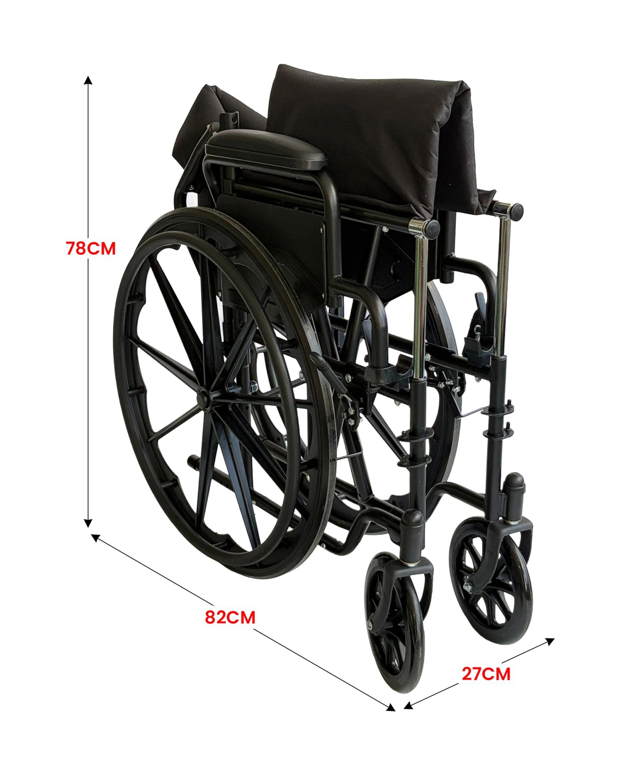 4 Orthonica Steel Wheelchair Foldable Lightweight Disability Aid Portable 24-inch Adjustable Footrest Steel Frame - Black, 4 of 6