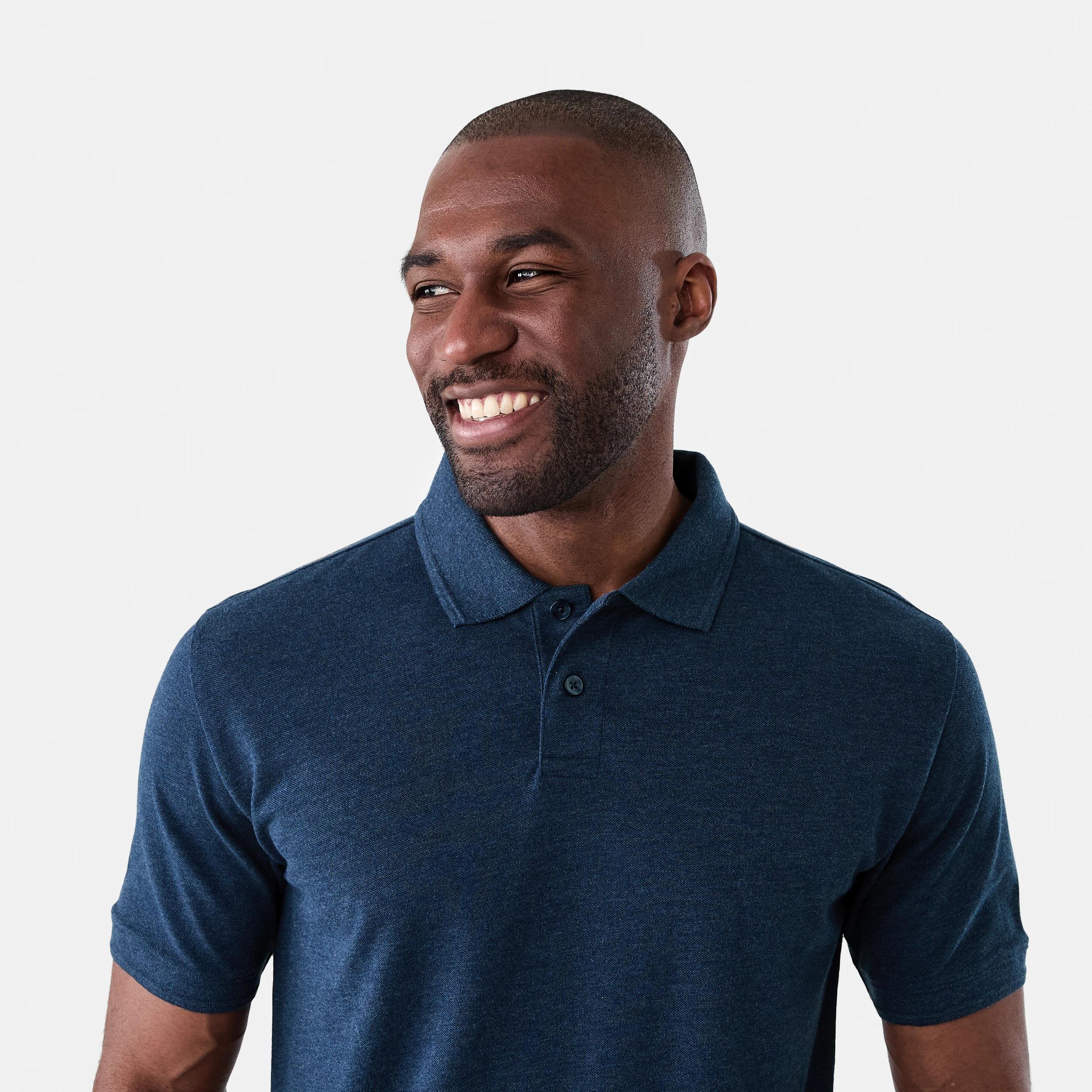 4 Pique Polo Shirt NAVY MARLE, 4 of 5