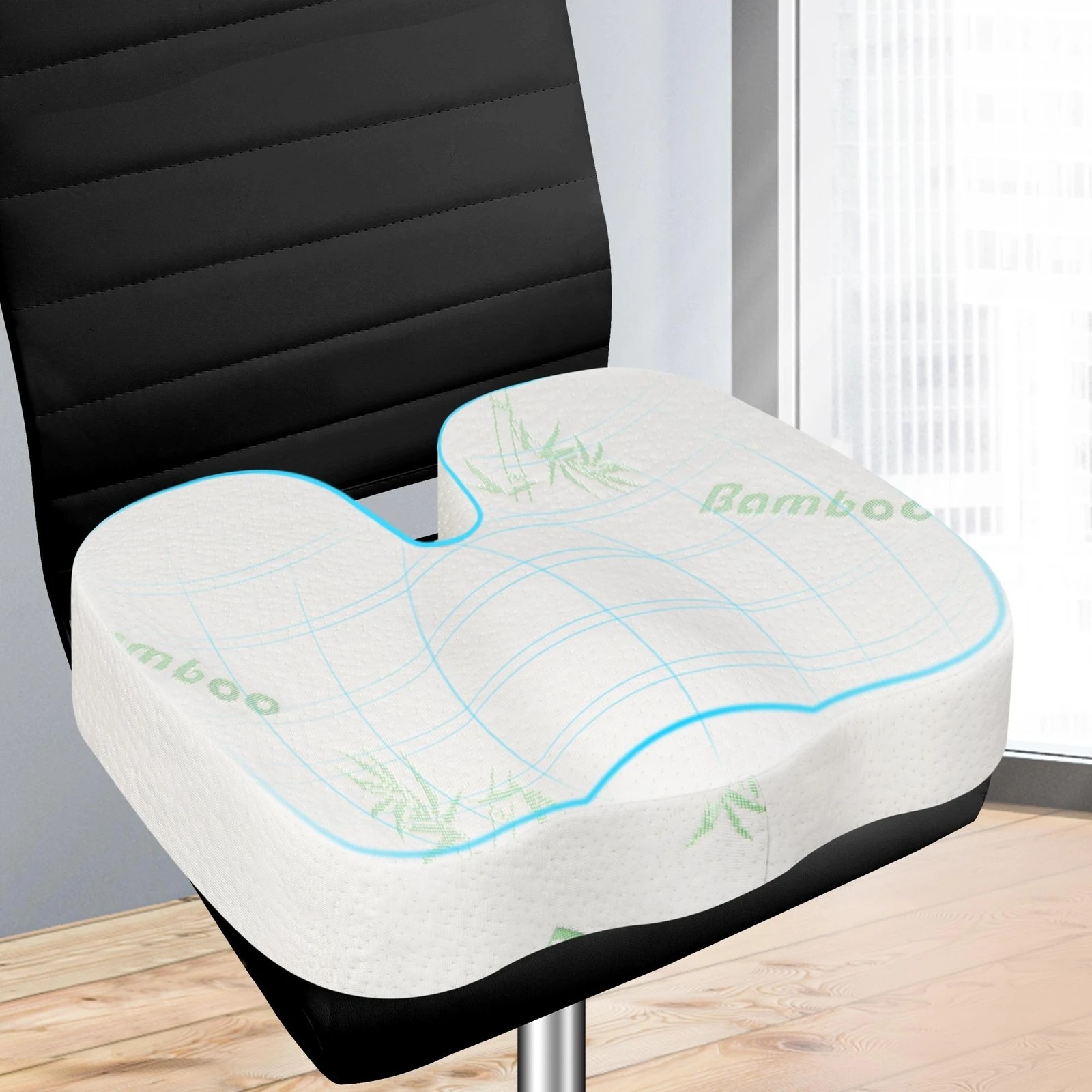 2 Starry Eucalypt Seat Posture Cushion Memory Foam Pillow Pain Relief Bamboo - White, 2 of 3