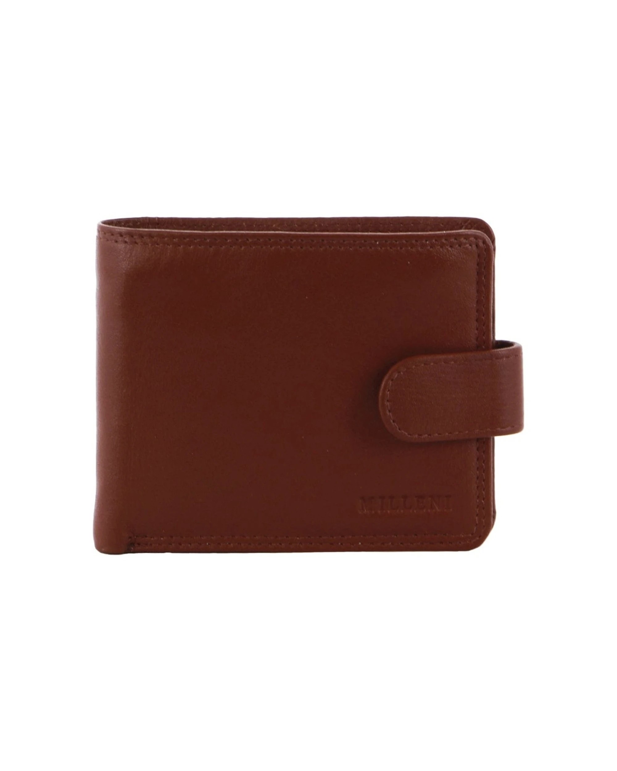 1 Milleni Mens Leather Tab Cash Card RFID Protected Wallet Secure Clasp Closure 12cm, 1 of 1