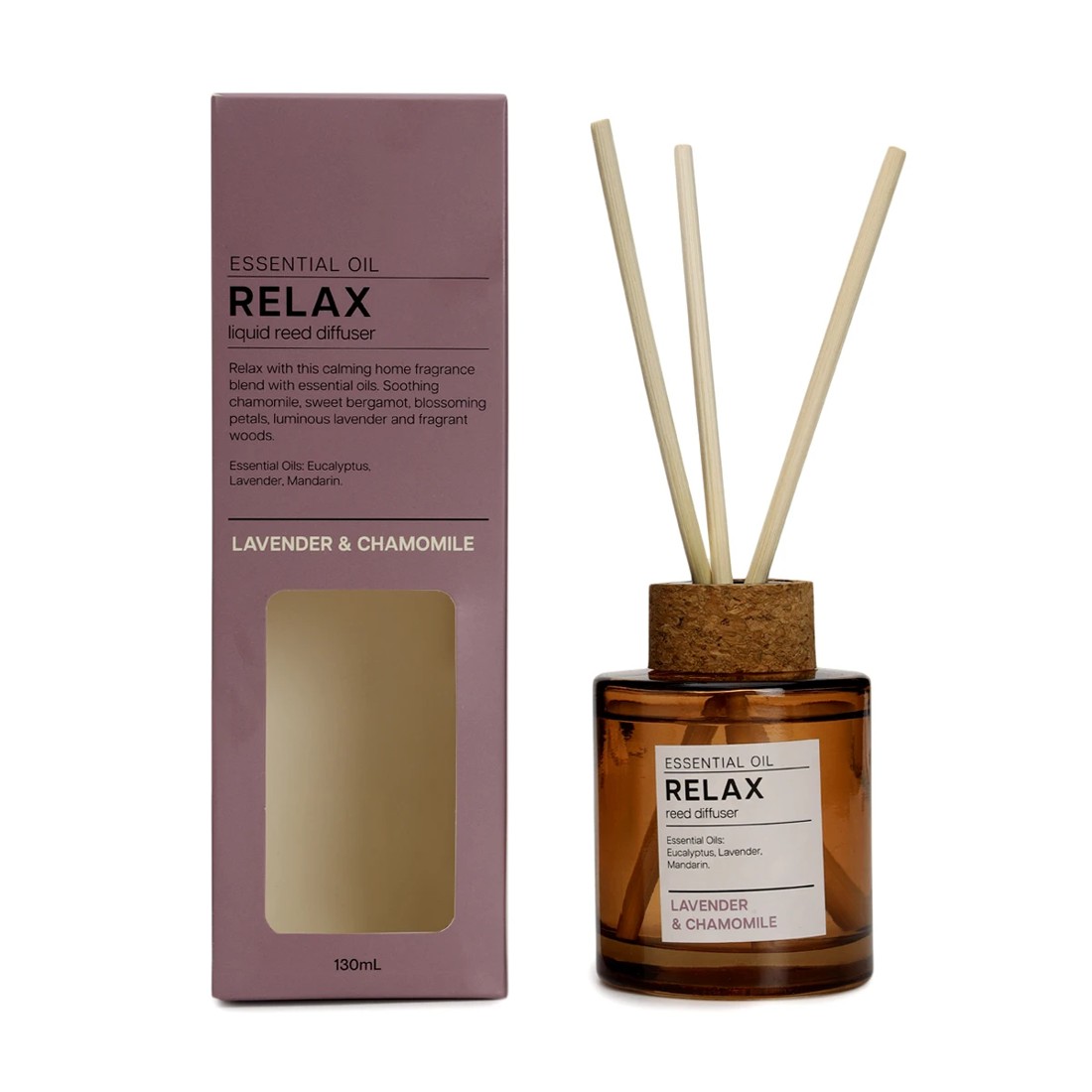 1 Aroma Relax Lavender & Chamomile Essential Oil Blend Liquid Reed Diffuser 130ml, 1 of 6
