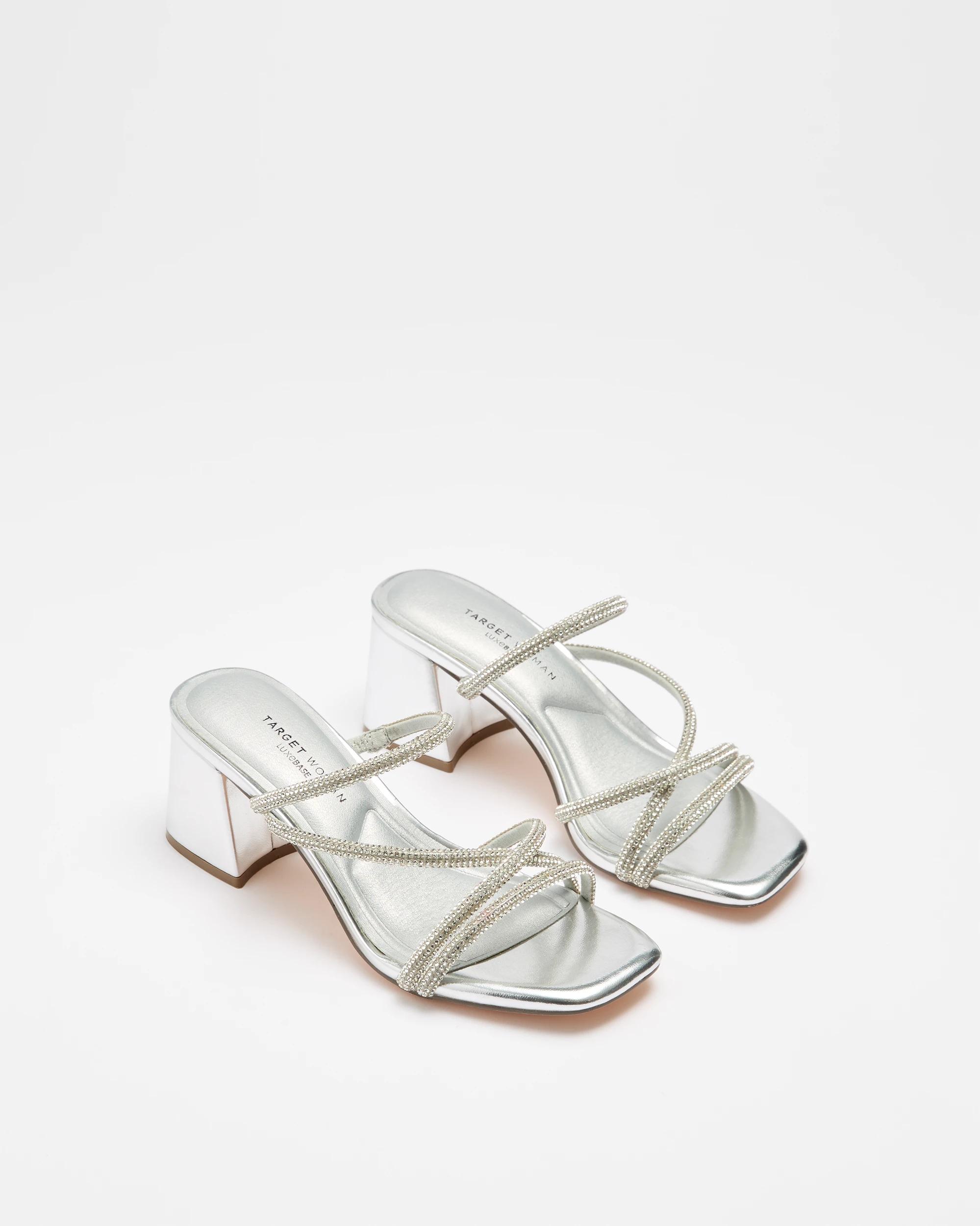 3 Target Womens Strappy Mid Block Heel - Manny SILVER, 3 of 3