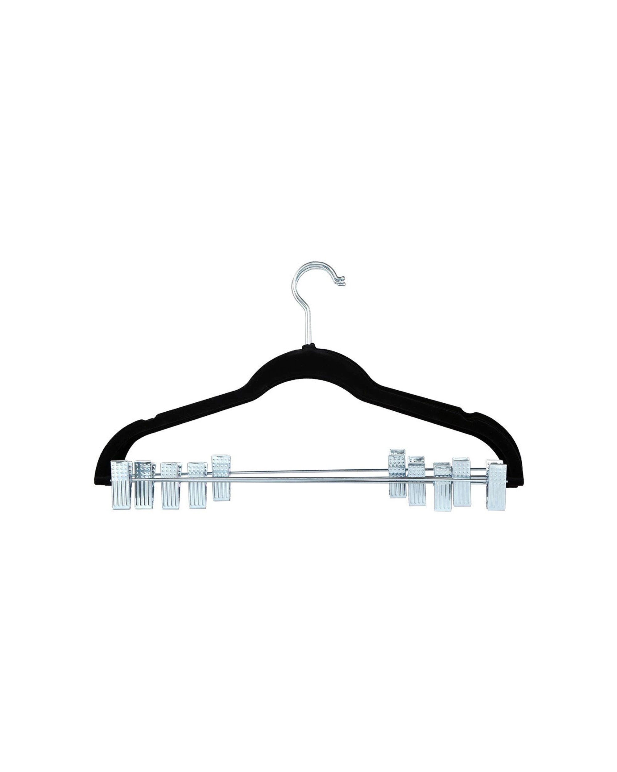 2 5pc Boxsweden Velvet Clothes/pants/trousers Hanging Hanger W/ Chrome Bar/clips - Black, 2 of 3