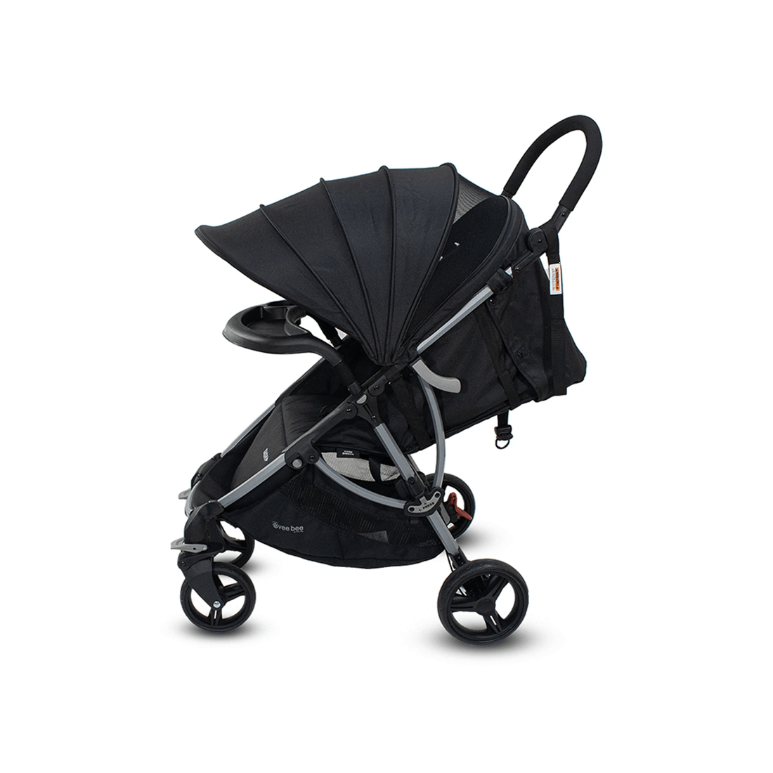 2 Vee Bee Dash Pram Foldable Reclining Baby Stroller With Tray Moon Shadow Colour
 - Black, 2 of 9