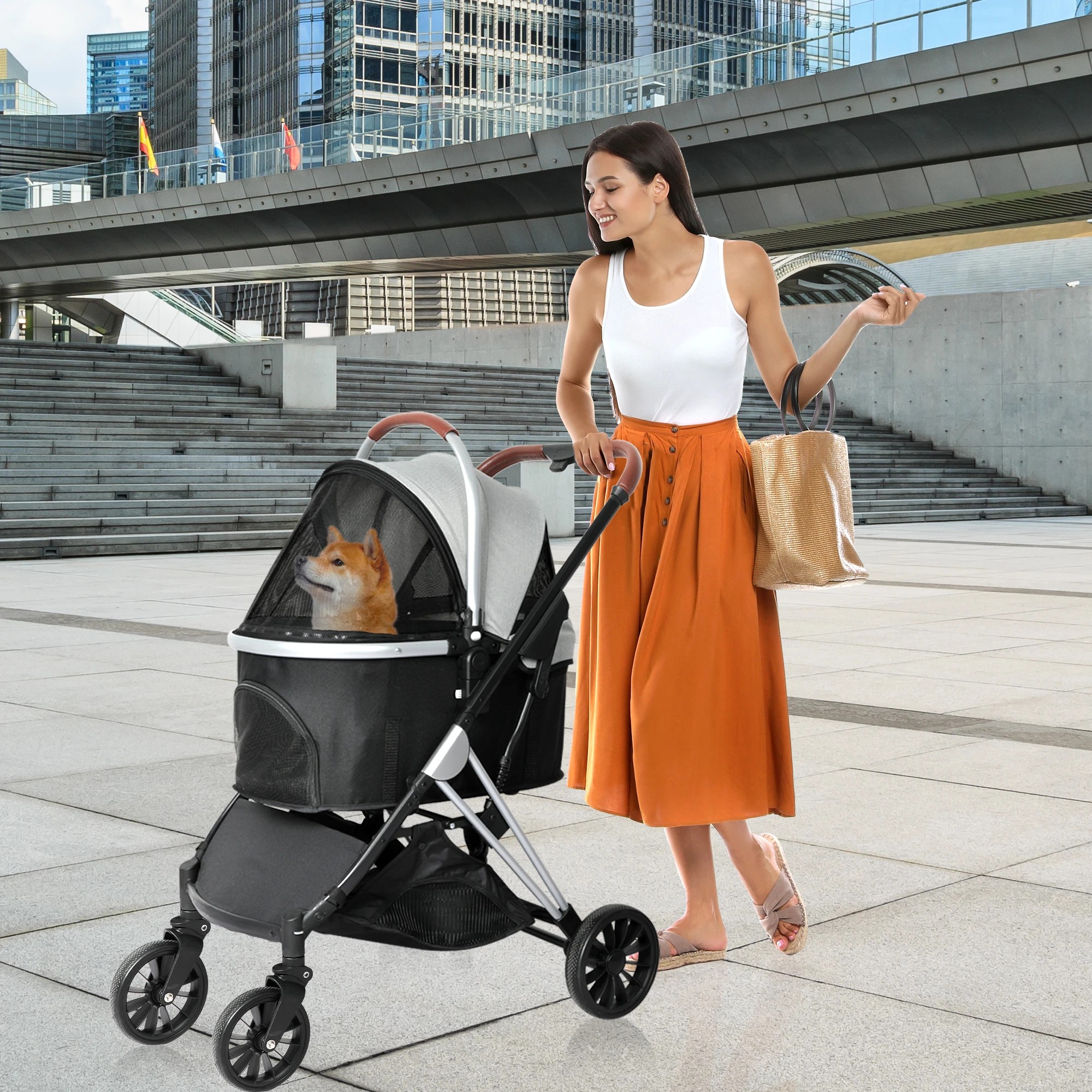 7 Pawz Pet Stroller 3In1 For Large Dogs 50Kg Capacity In Coulor - Grey, 7 of 8