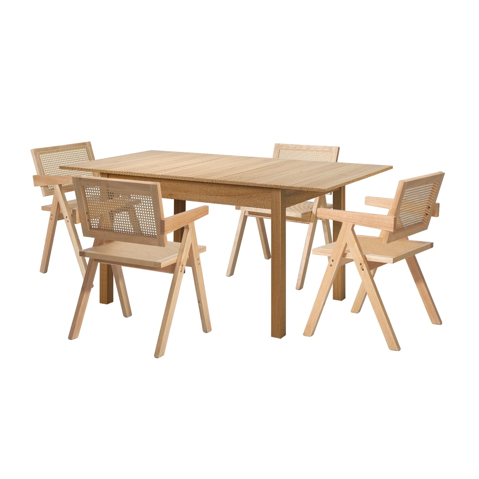 10 Oikiture 5pc Extenable Dining Table and Chairs Wooden Dining Set Ratten - Natural, 10 of 10