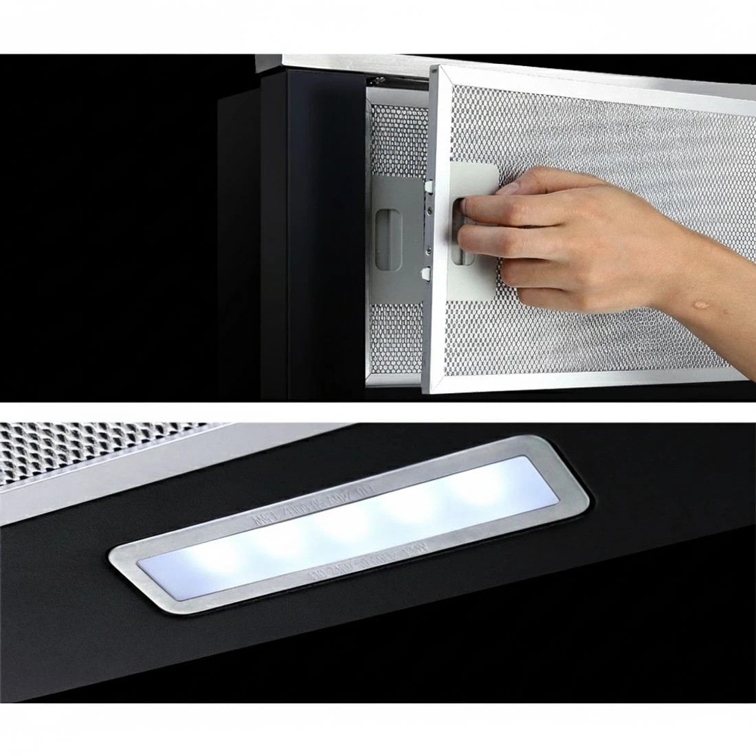 6 Devanti 600mm Range Hood 60cm Slide out Rangehood Stainless Steel - Black, 6 of 7