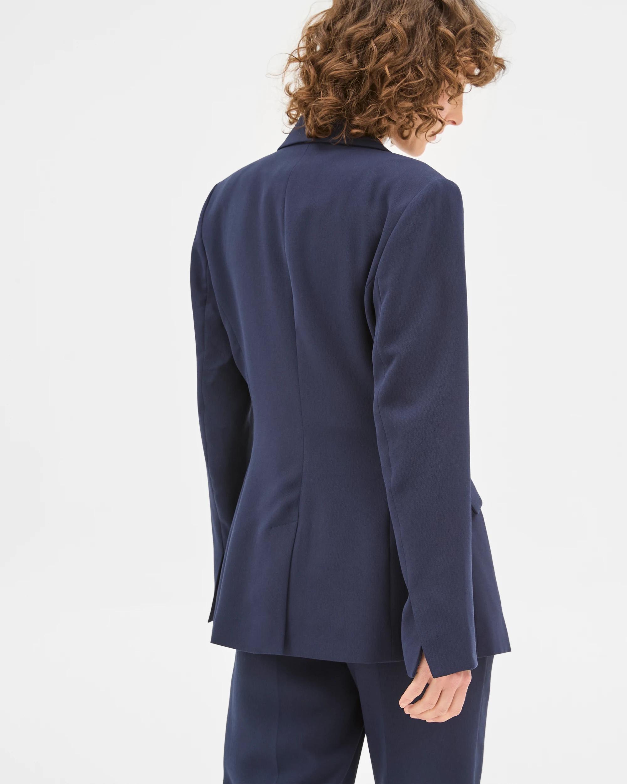 7 Crepe Tailored Single Breasted Cinched Waist Blazer - Preview NAVY BLUE, 7 of 7