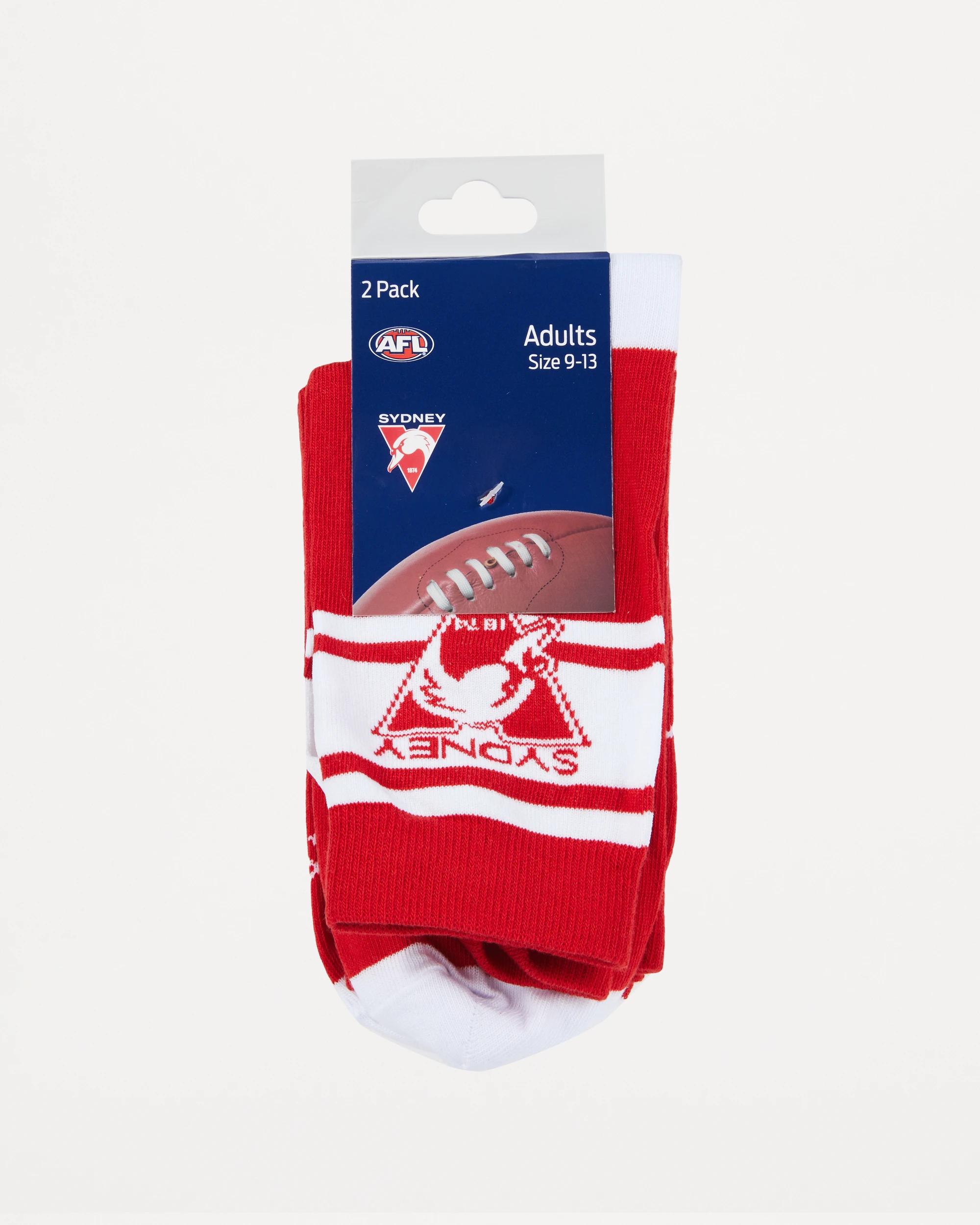 3 2 Pack Official AFL Adult Sock Set SWANS, 3 of 3