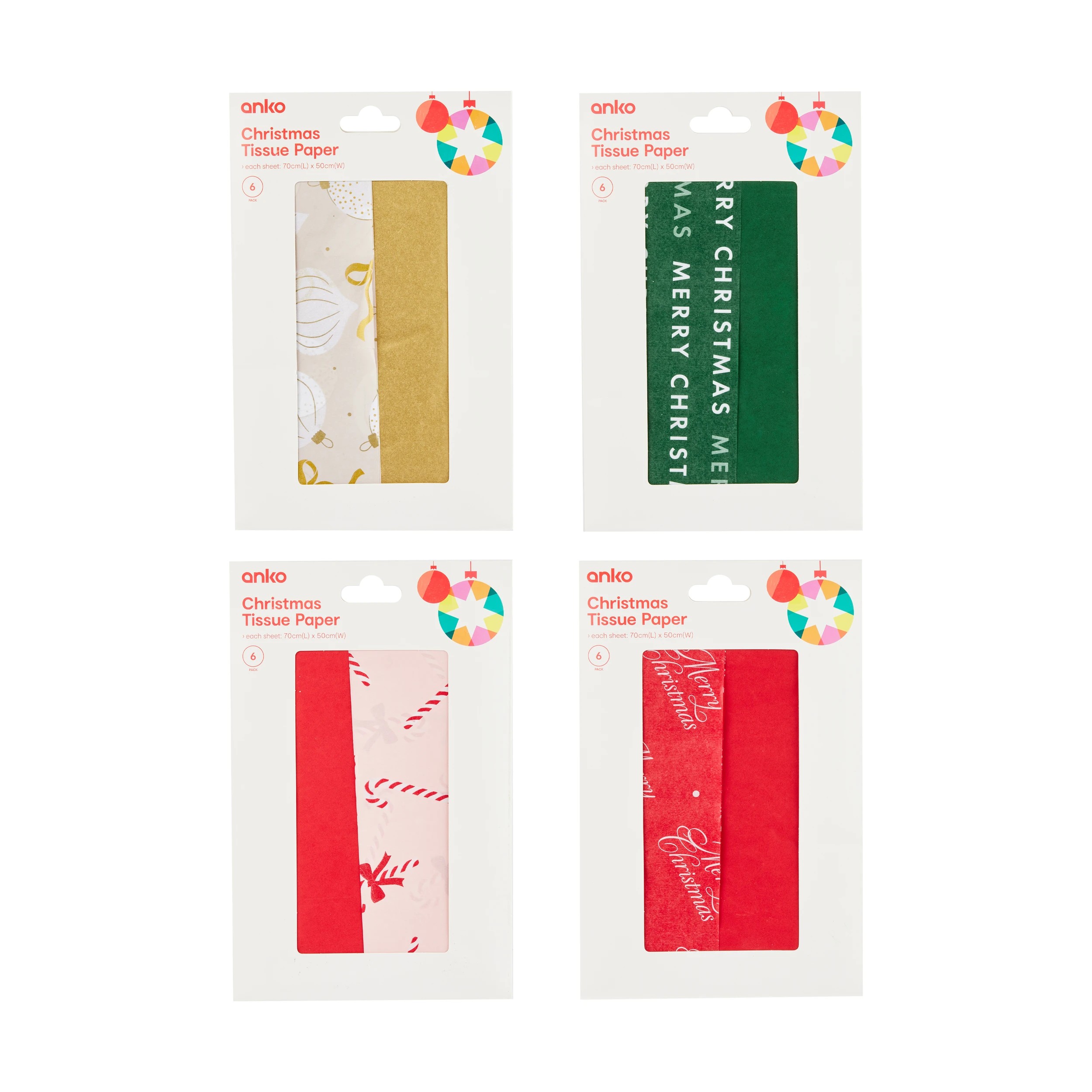 1 6 Pack Christmas Tissue Papers - Assorted, 1 of 5