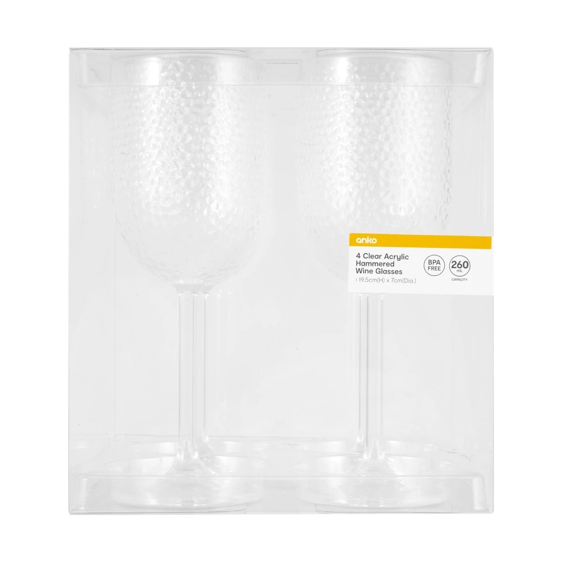 5 4 Clear Acrylic Hammered Wine Glasses, 5 of 5