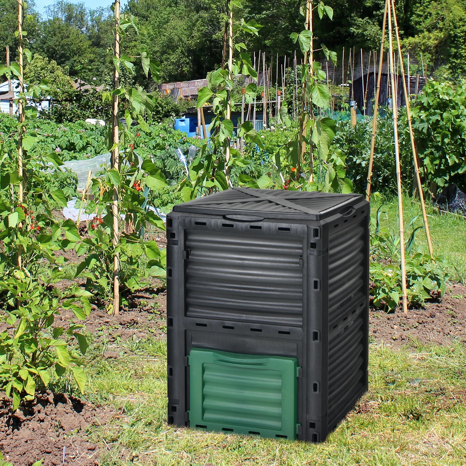 2 Costway 300L Outdoor Compost Bin Recycle Composter Food Waste Kitchen Garden Composting Box - Green, 2 of 4