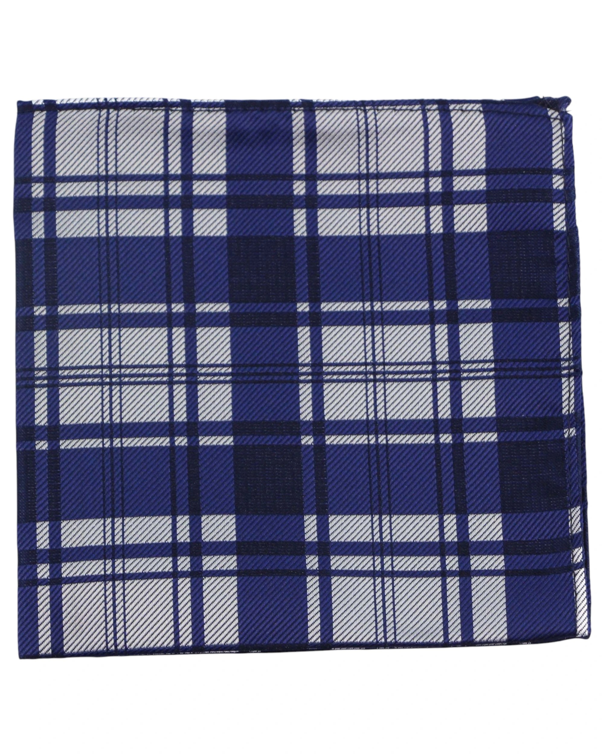 1 Zasel Mens Navy Blue Checkered Silk Pocket Square - Multi - Multi, 1 of 3