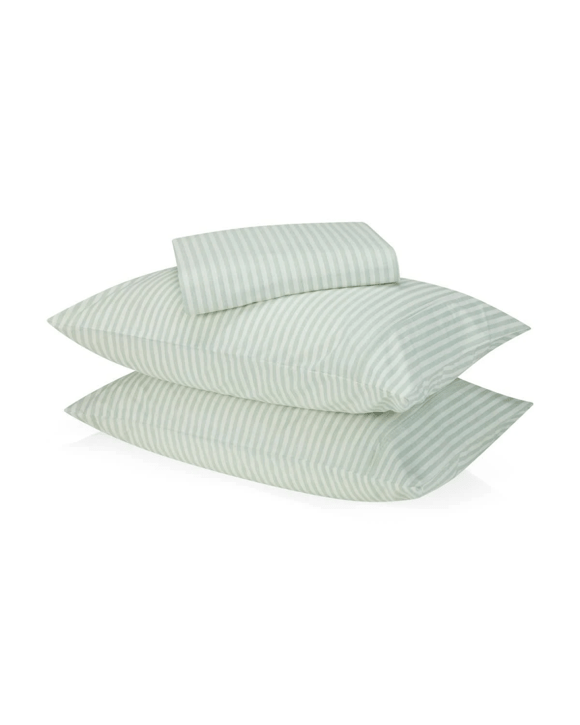 250 Thread Count Stripe Cotton Sheet Set - Double Bed, Sage