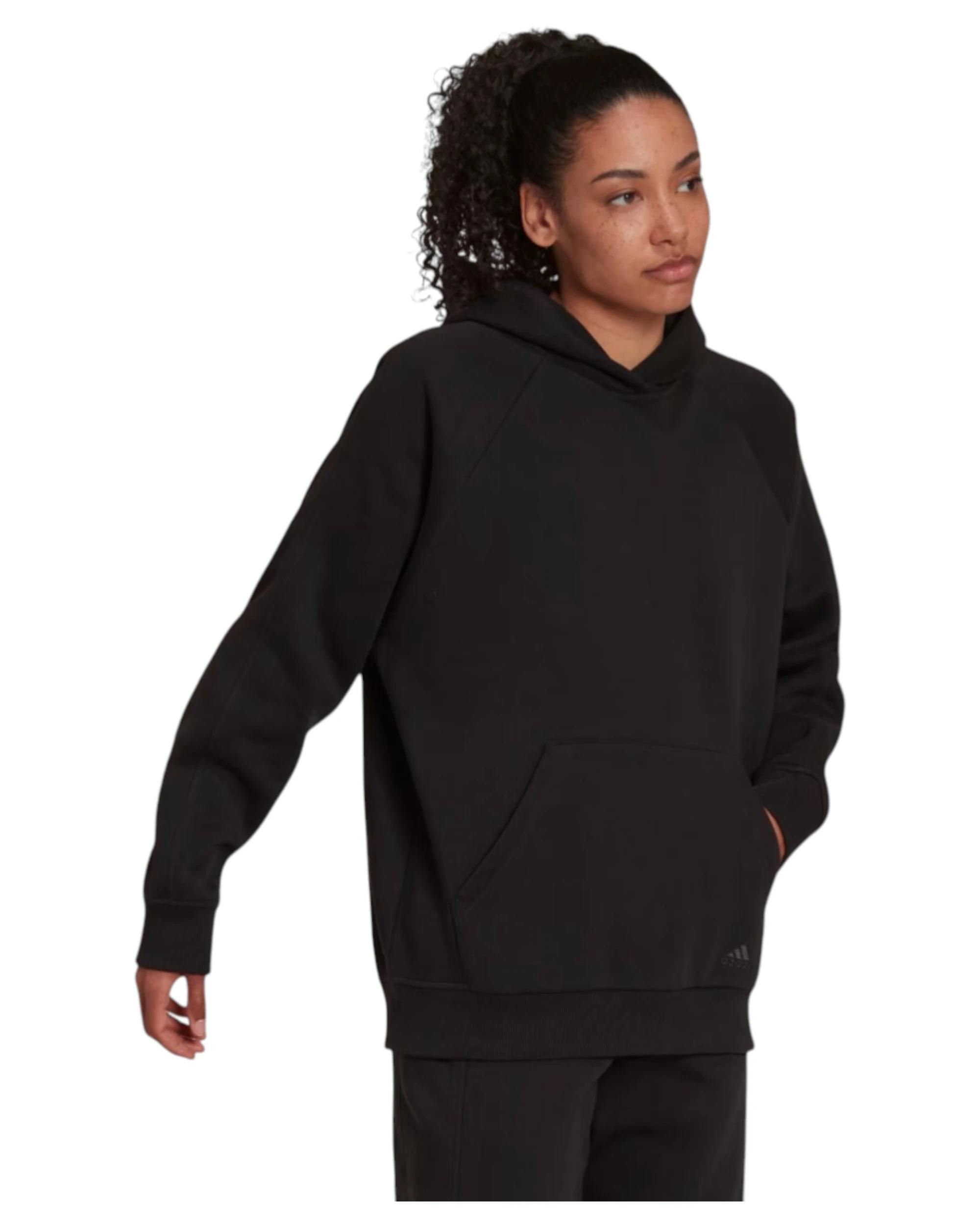 2 Adidas Womens ALL SZN Fleece Boyfriend Black Hoodie BLACK, 2 of 6