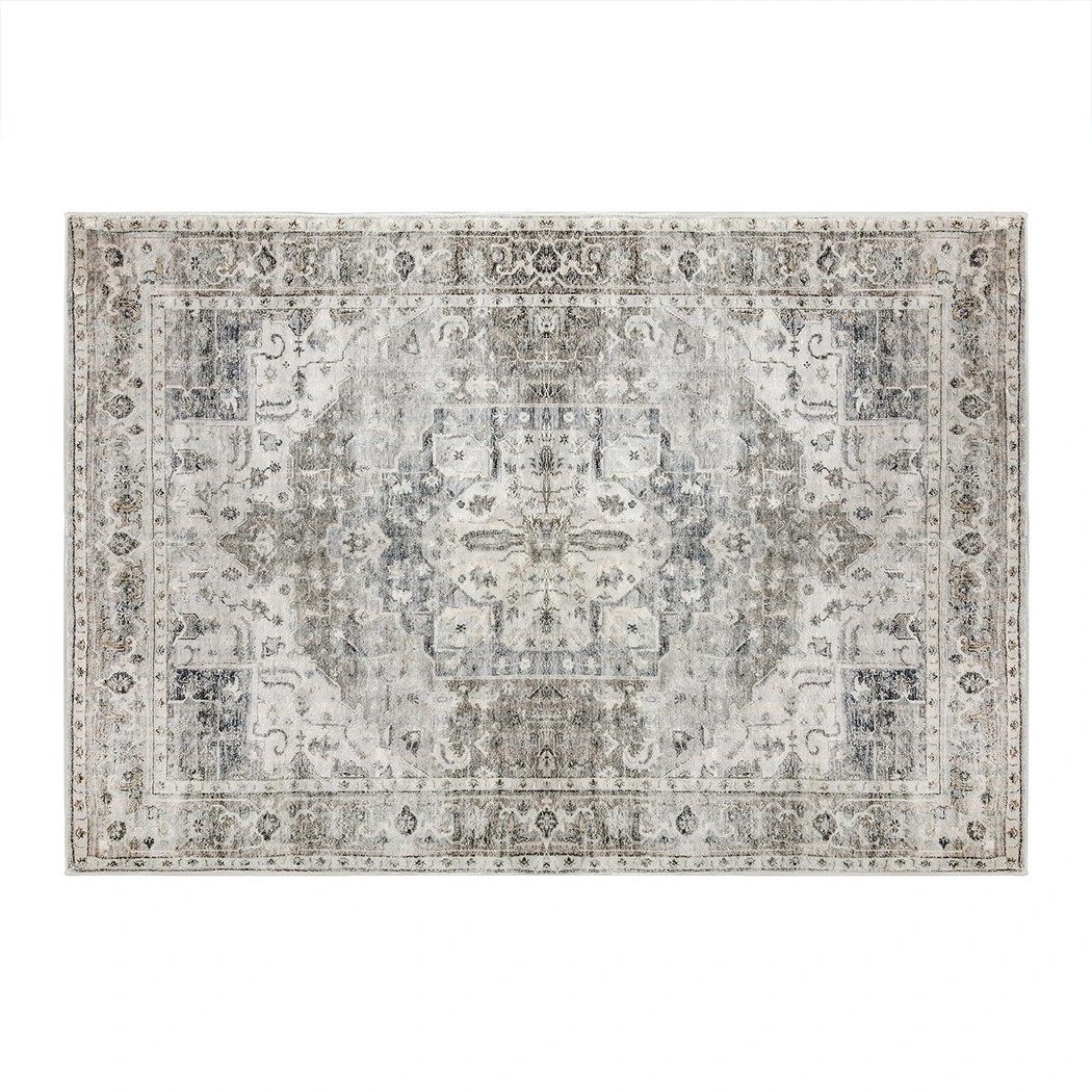 1 Marlow Machine Washable Distressed Room Area Rug Grey, 1 of 7