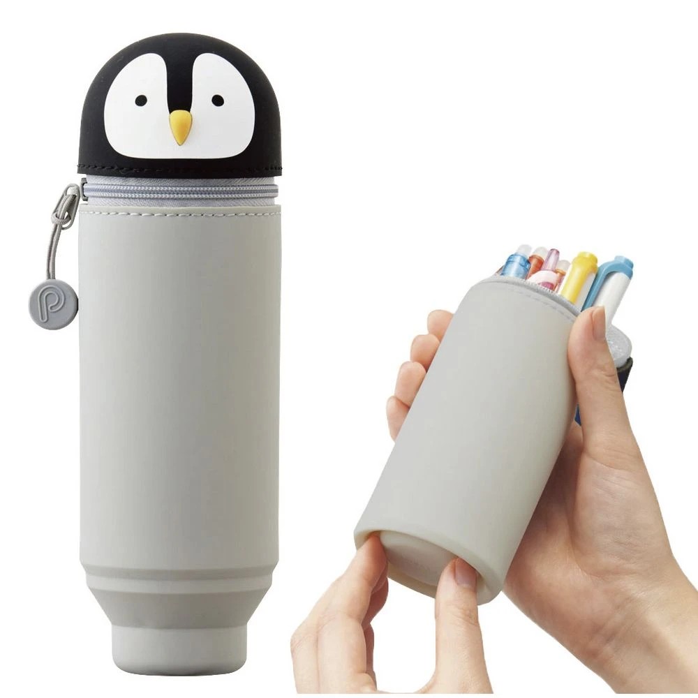 4 PuniLabo Single Zip Stand Up Silicone Pencil Case Penguin, 4 of 4